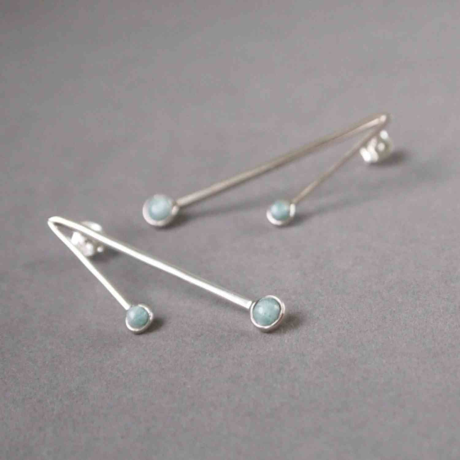 EVELYNE-M PETIT POINT | Amazonite Sputnik II - Stud Earring - Silver