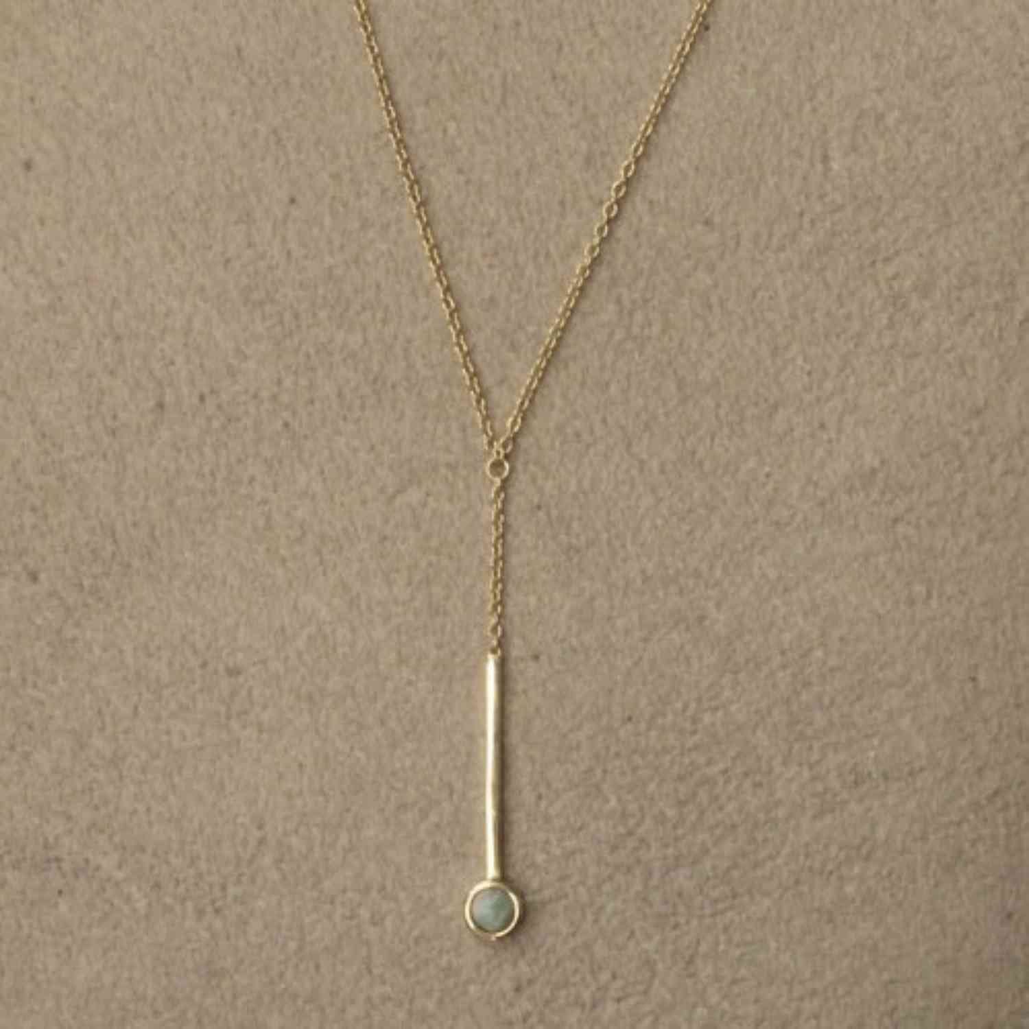 EVELYNE-M 40-45cm PETIT POINT | Amazonite Sputnik - Y-Necklace - Gold