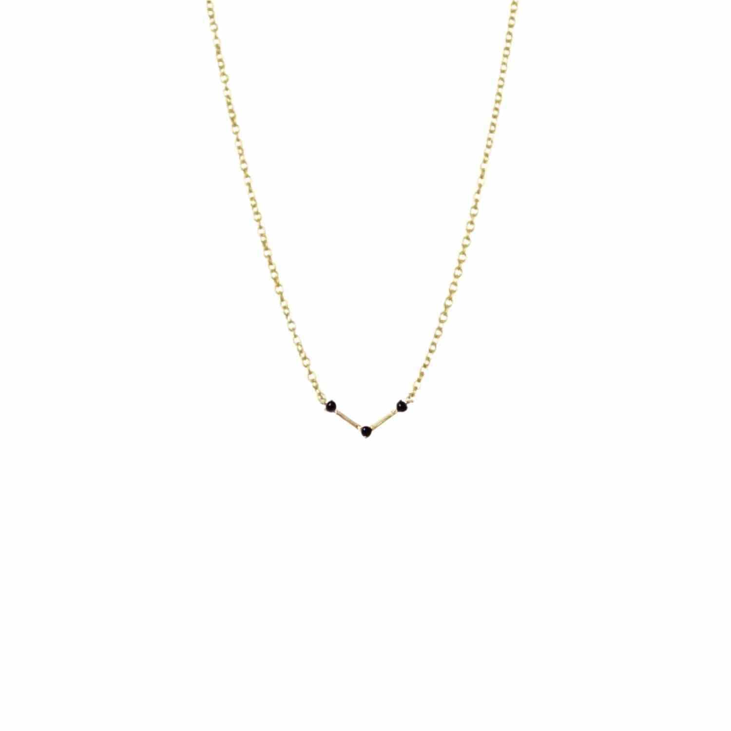 EVELYNE-M 38-42.5cm PETIT POINT | Black Onyx Musca Constellation - Necklace - 18 Karat Gold