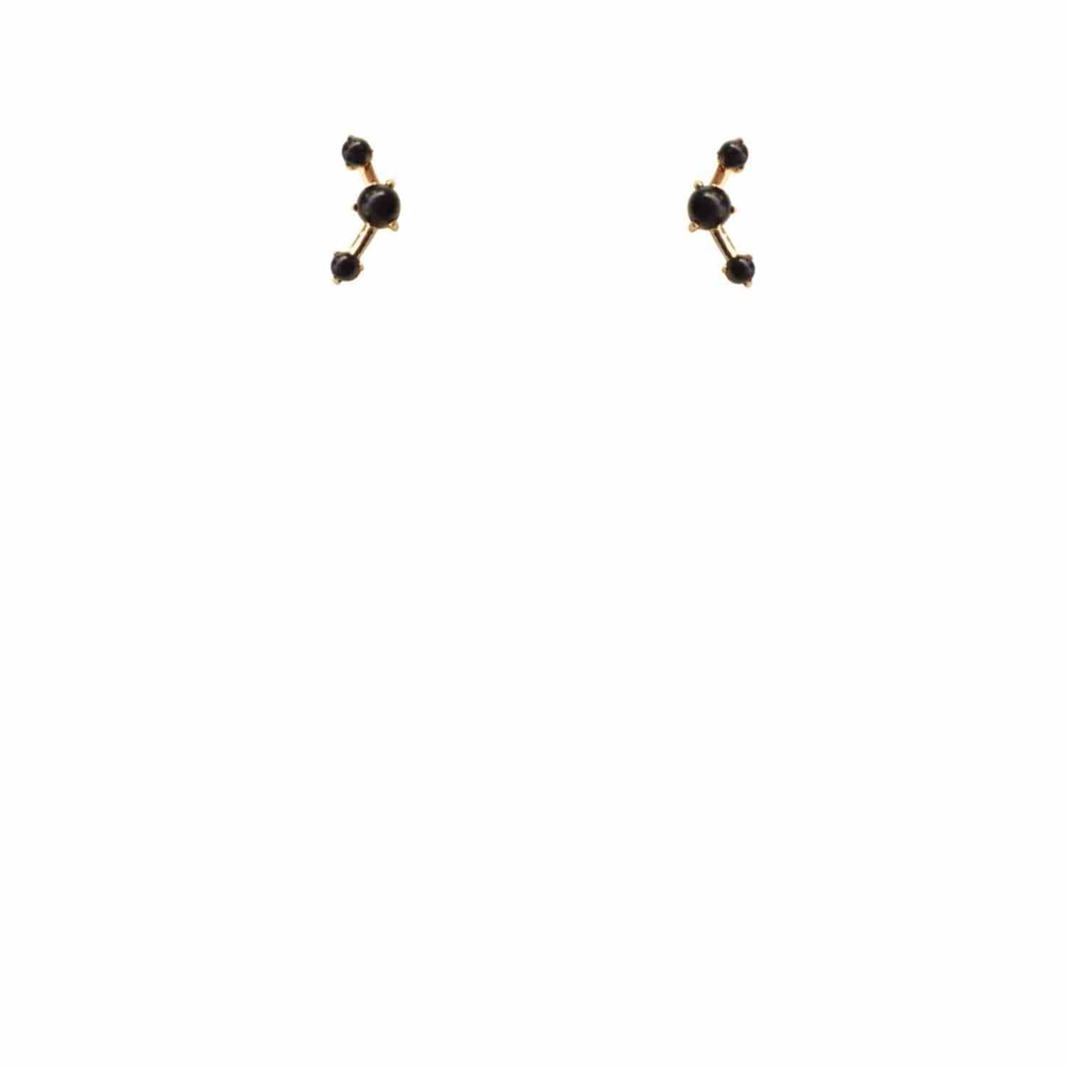 EVELYNE-M PETIT POINT | Black Onyx Musca Constellation - Stud Earring - 18 Karat Gold