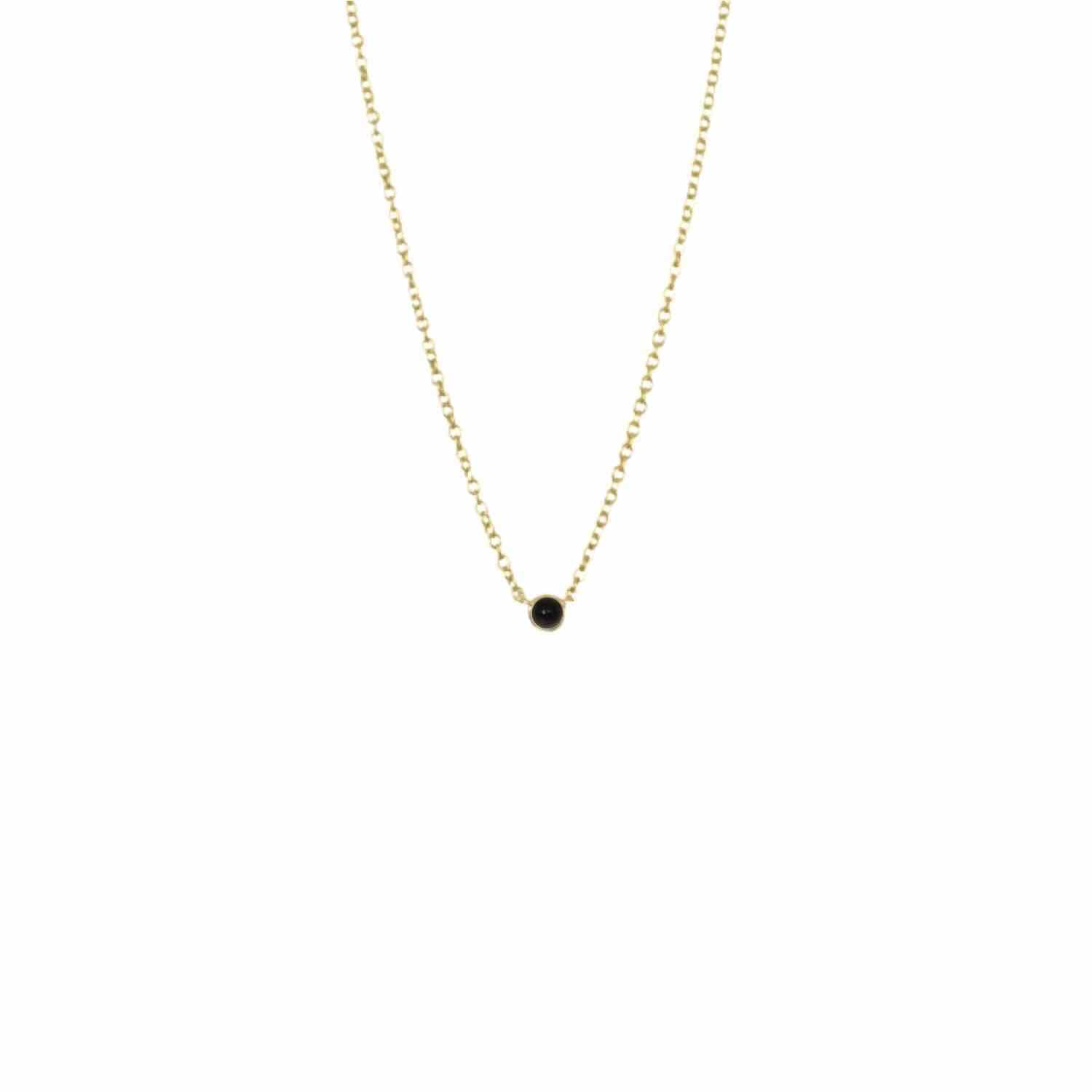 EVELYNE-M 38-42.5cm PETIT POINT | Black Onyx - Necklace - 18 Karat Gold