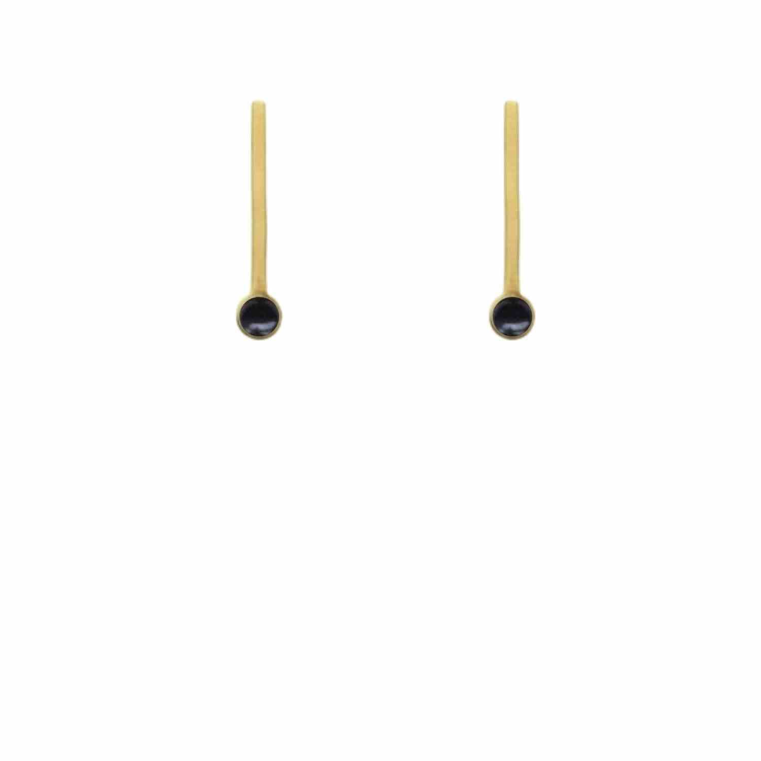 EVELYNE-M PETIT POINT | Black Onyx Sputnik I - Stud Earring - Gold