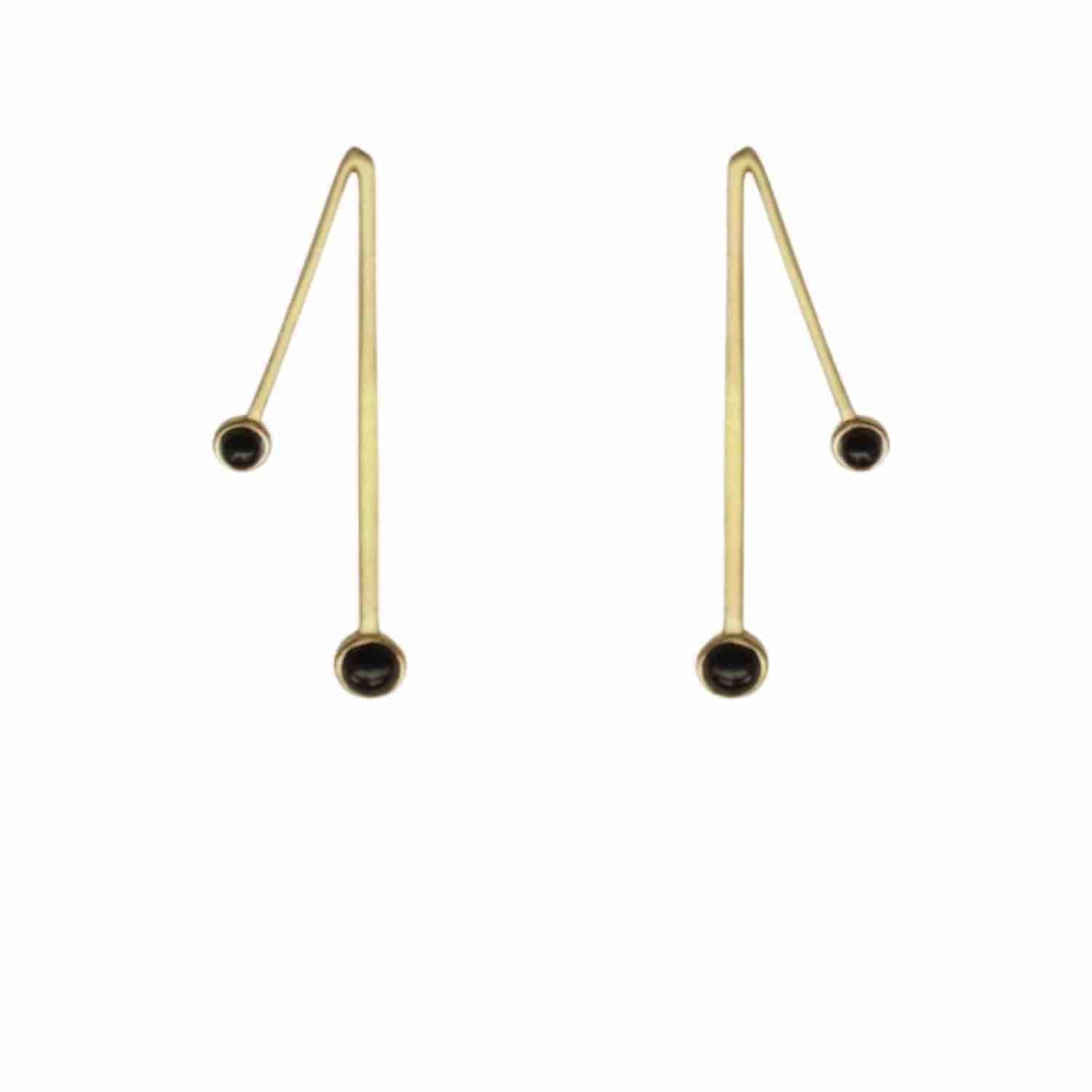 EVELYNE-M PETIT POINT | Black Onyx Sputnik II - Stud Earring - Gold