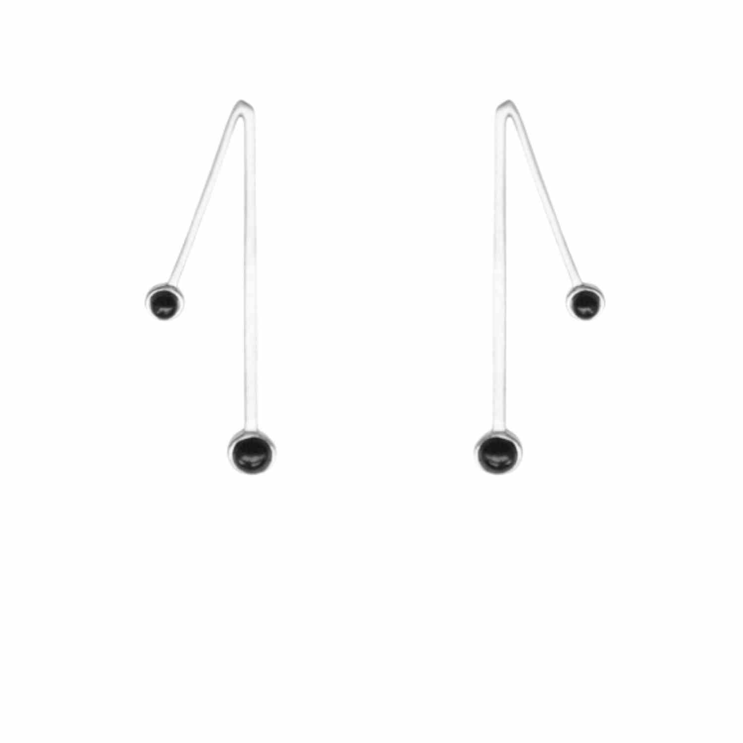 EVELYNE-M PETIT POINT | Black Onyx Sputnik II - Stud Earring - Silver