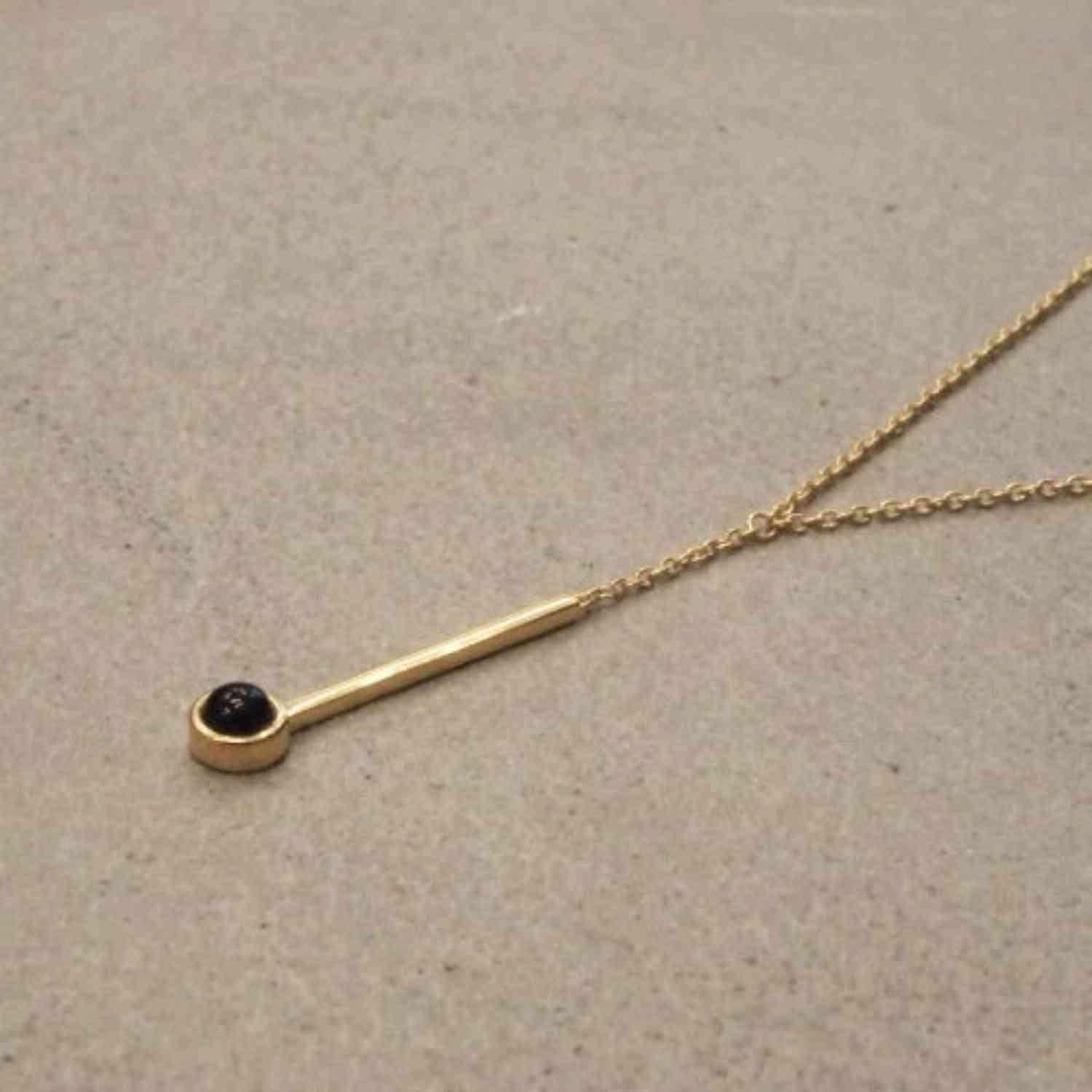 EVELYNE-M 40-45cm PETIT POINT | Black Onyx Sputnik - Y-Necklace - Gold