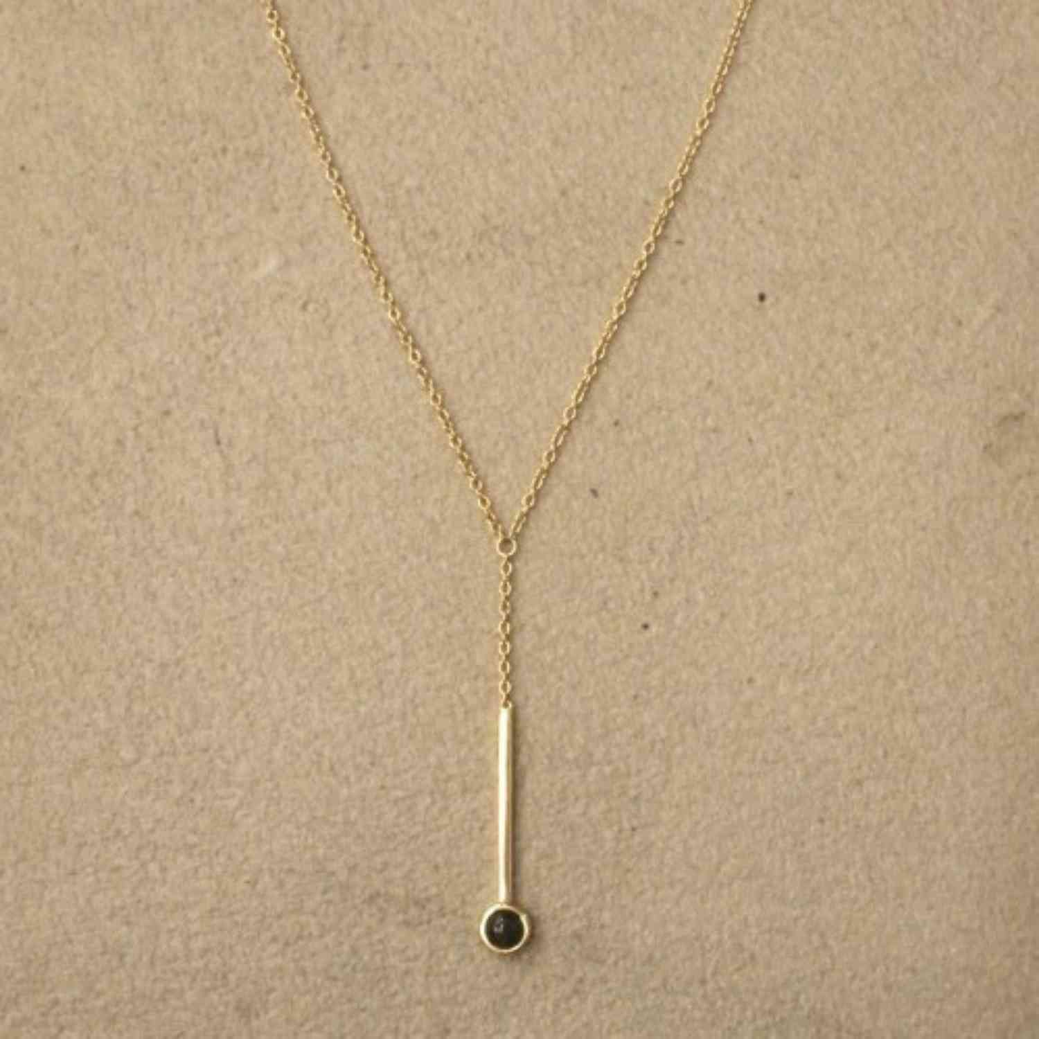 EVELYNE-M 40-45cm PETIT POINT | Black Onyx Sputnik - Y-Necklace - Gold