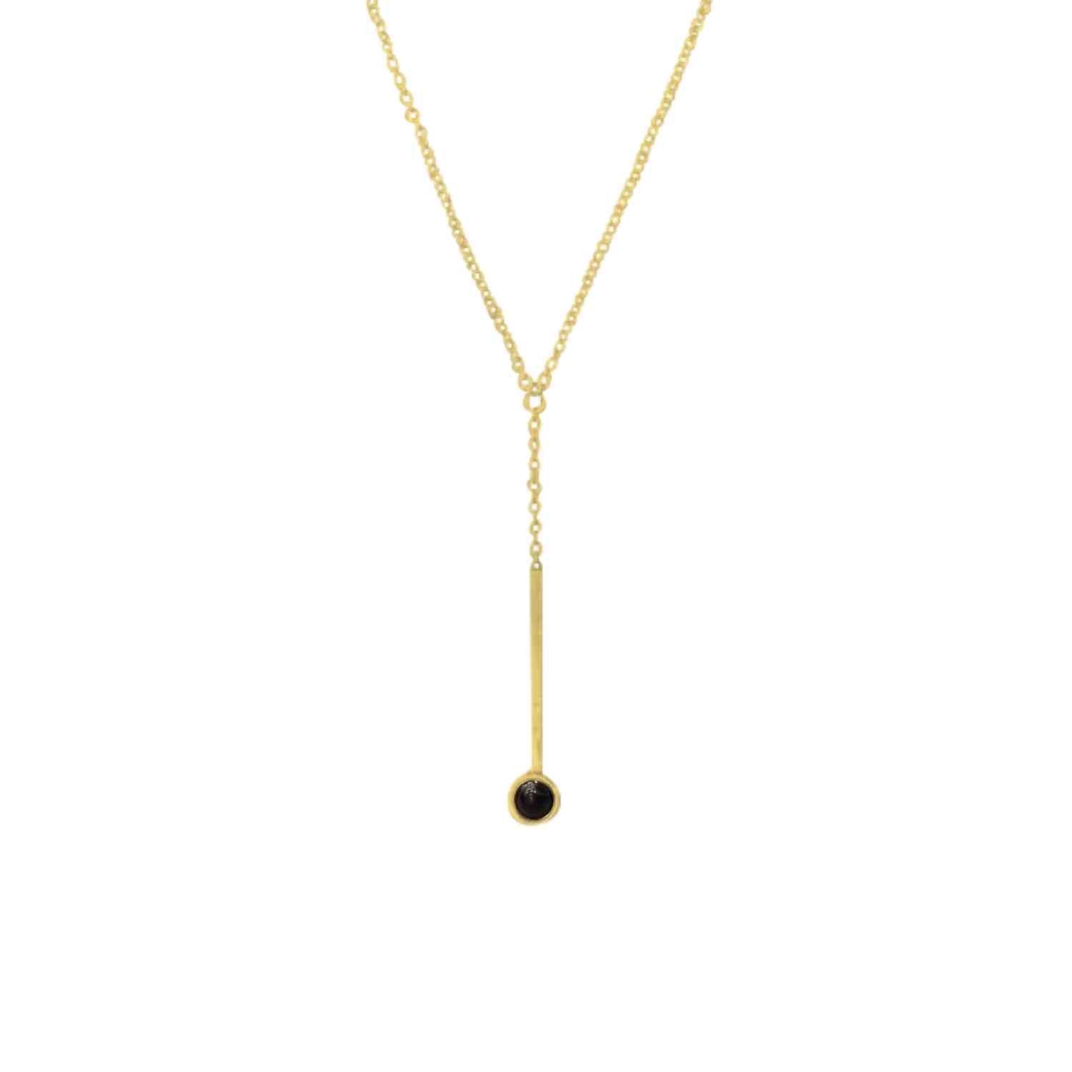 EVELYNE-M 40-45cm PETIT POINT | Black Onyx Sputnik - Y-Necklace - Gold