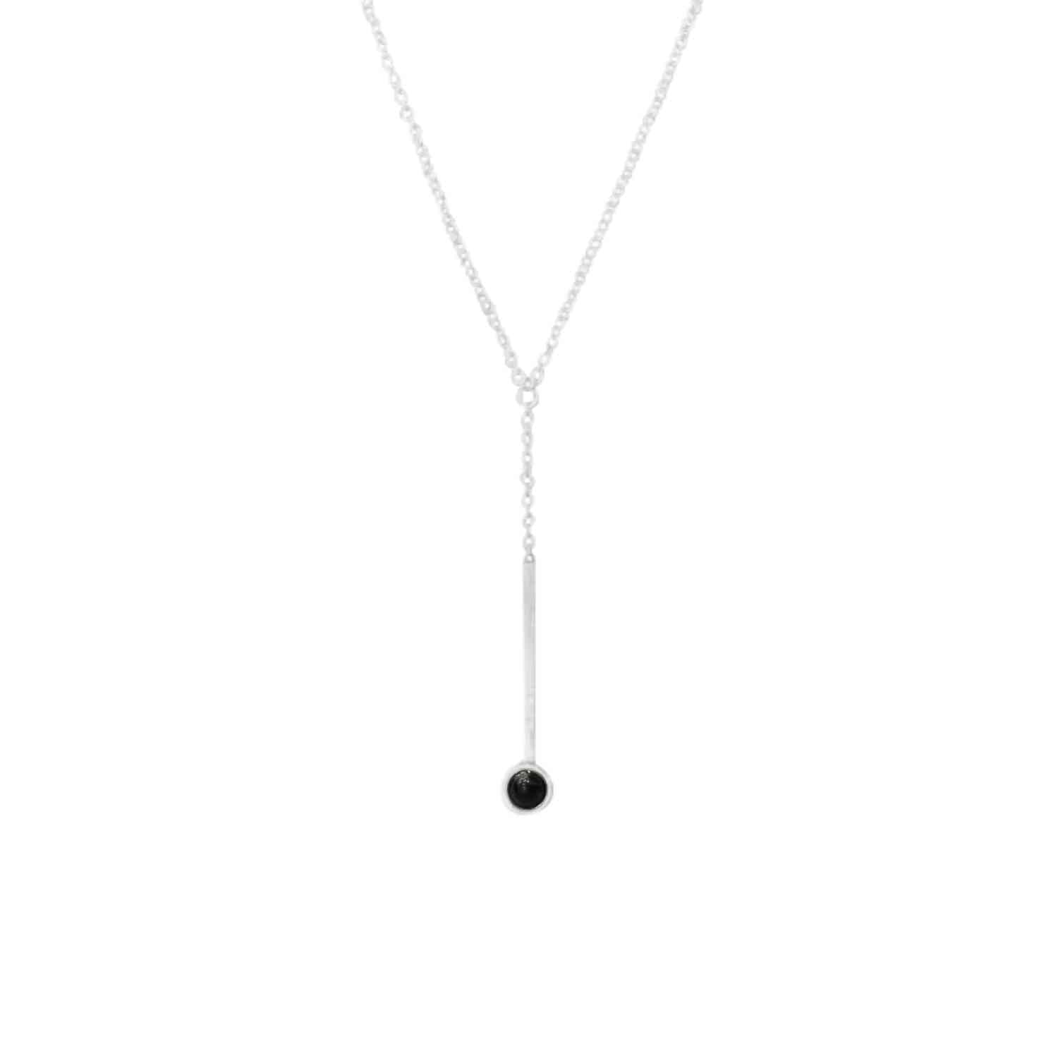 EVELYNE-M 40-45cm PETIT POINT | Black Onyx Sputnik - Y-Necklace - Silver