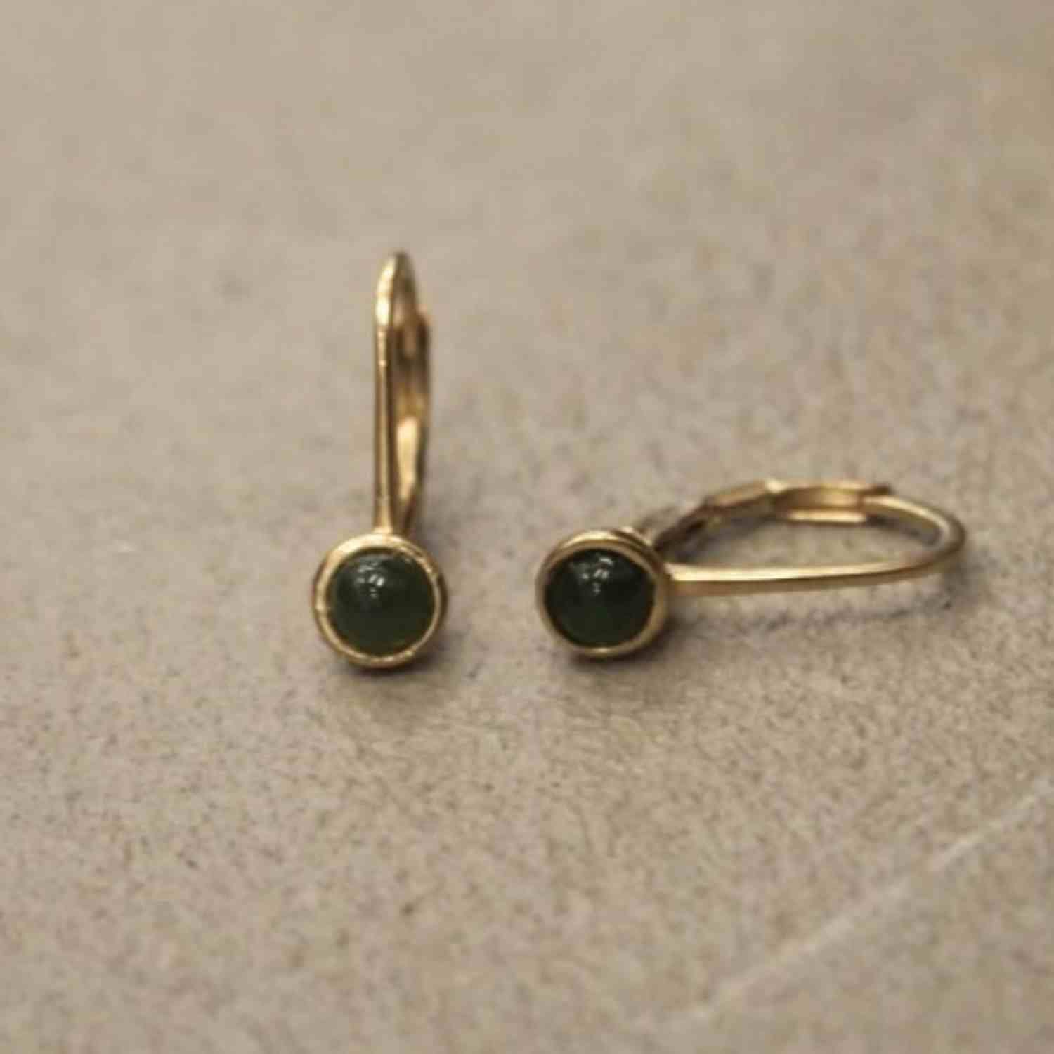 EVELYNE-M PETIT POINT | Green Jade - Brisur Earring - Gold