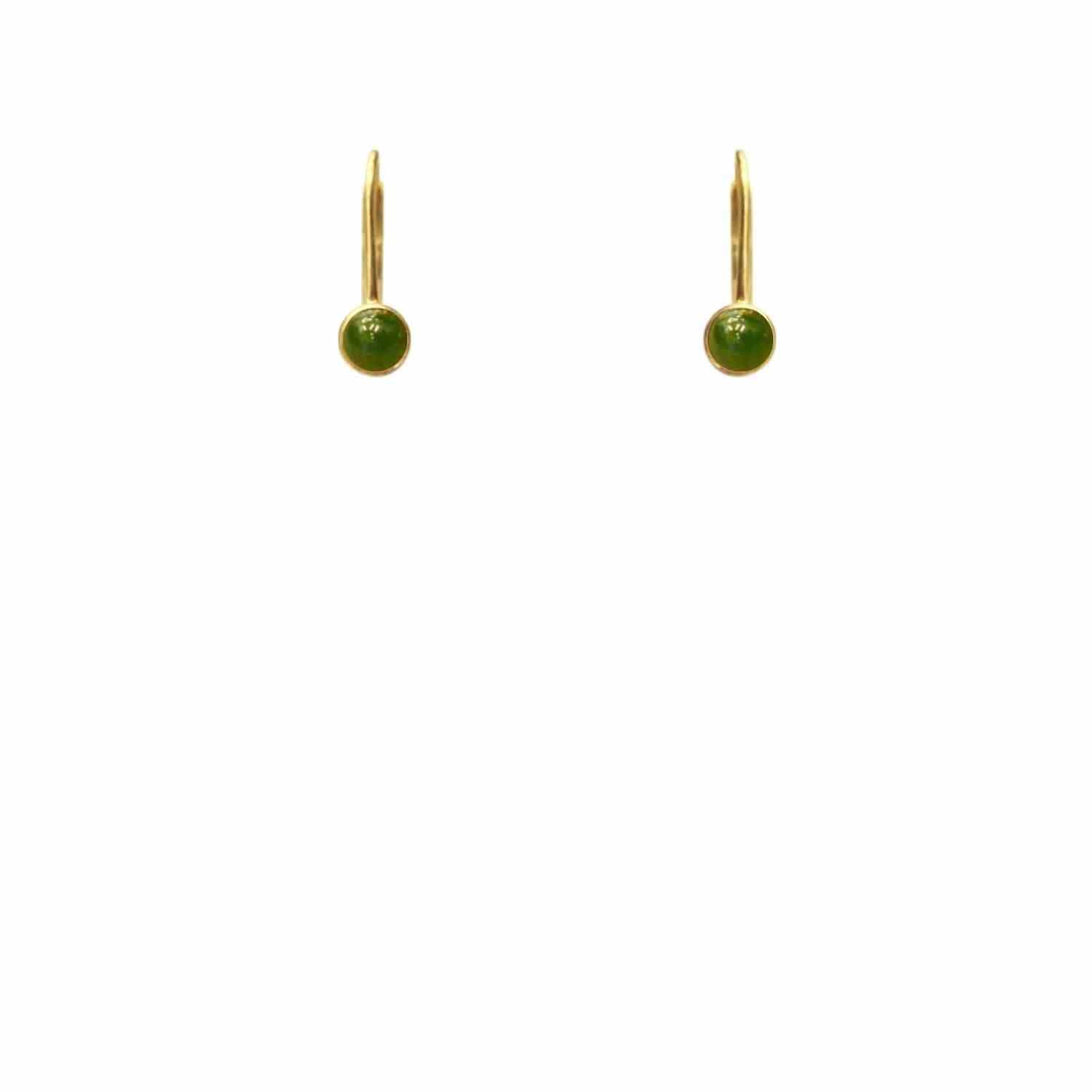 EVELYNE-M PETIT POINT | Green Jade - Brisur Earring - Gold