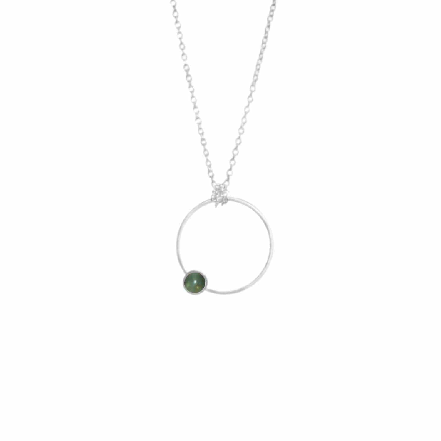 EVELYNE-M PETIT POINT | Green Jade Orbit - Necklace - Silver