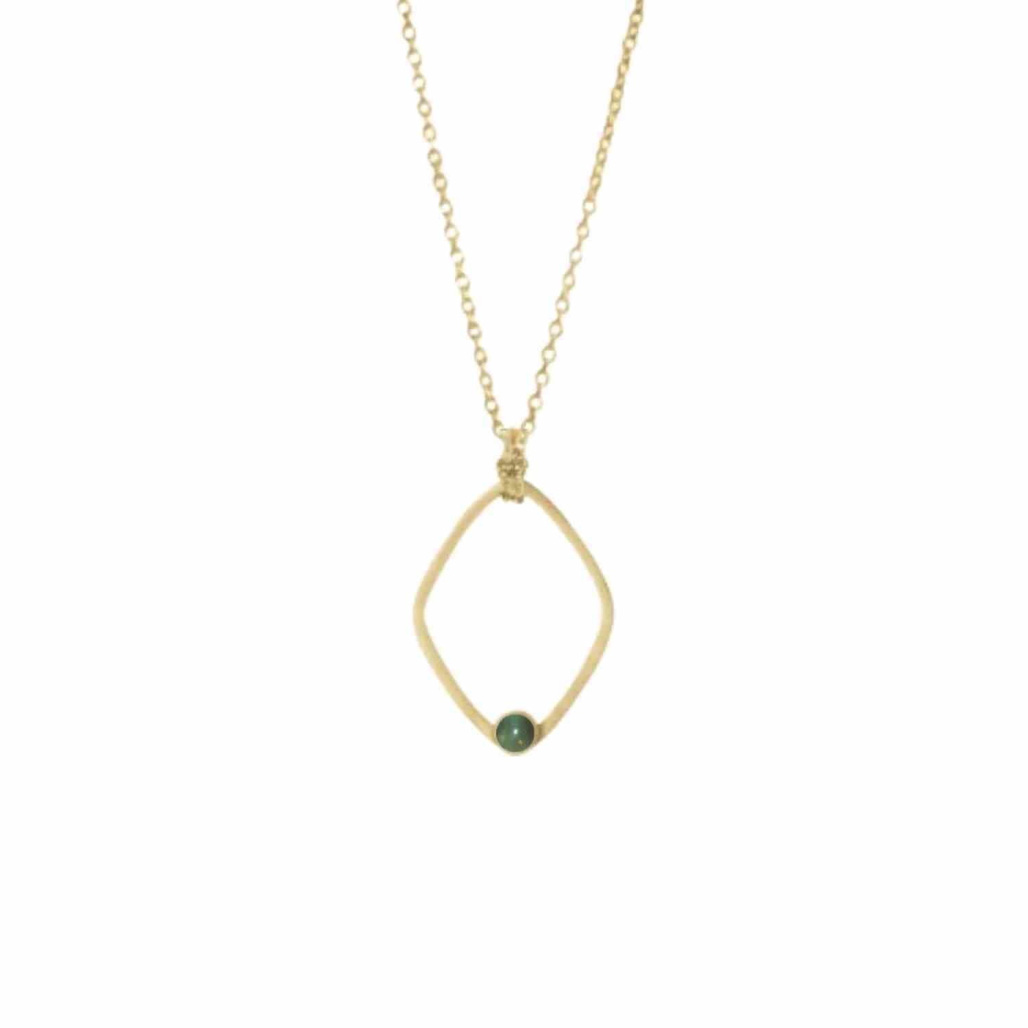 EVELYNE-M PETIT POINT | Green Jade Rhombus - Necklace - Gold