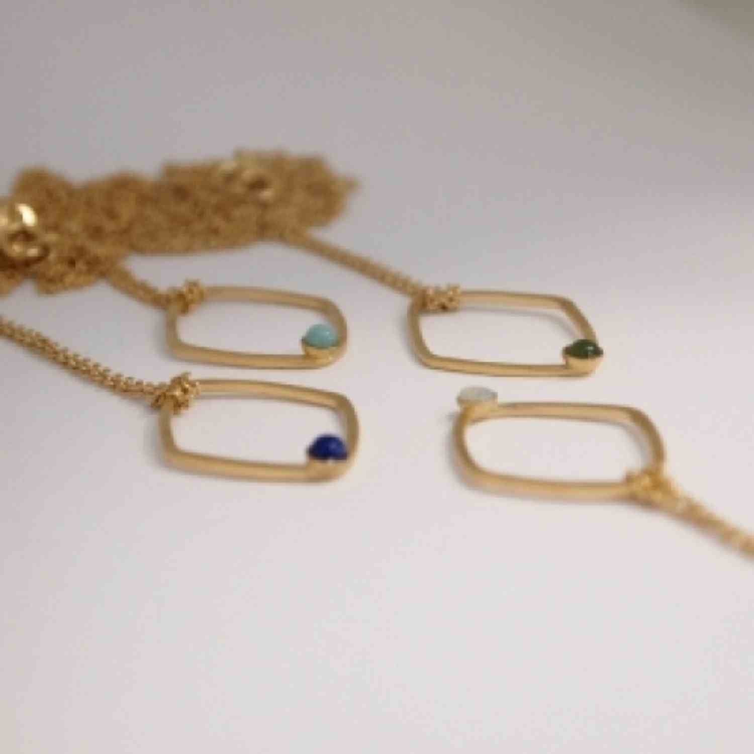 EVELYNE-M PETIT POINT | Green Jade Rhombus - Necklace - Gold