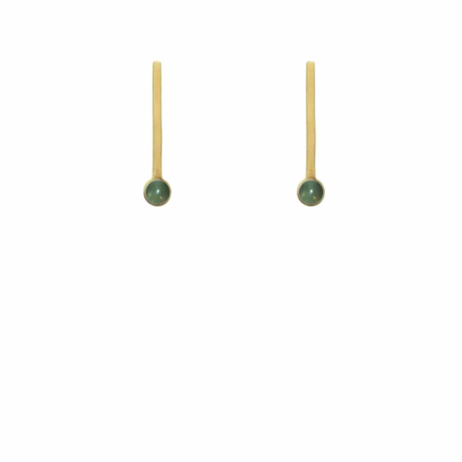 EVELYNE-M PETIT POINT | Green Jade Sputnik I - Stud Earring - Gold