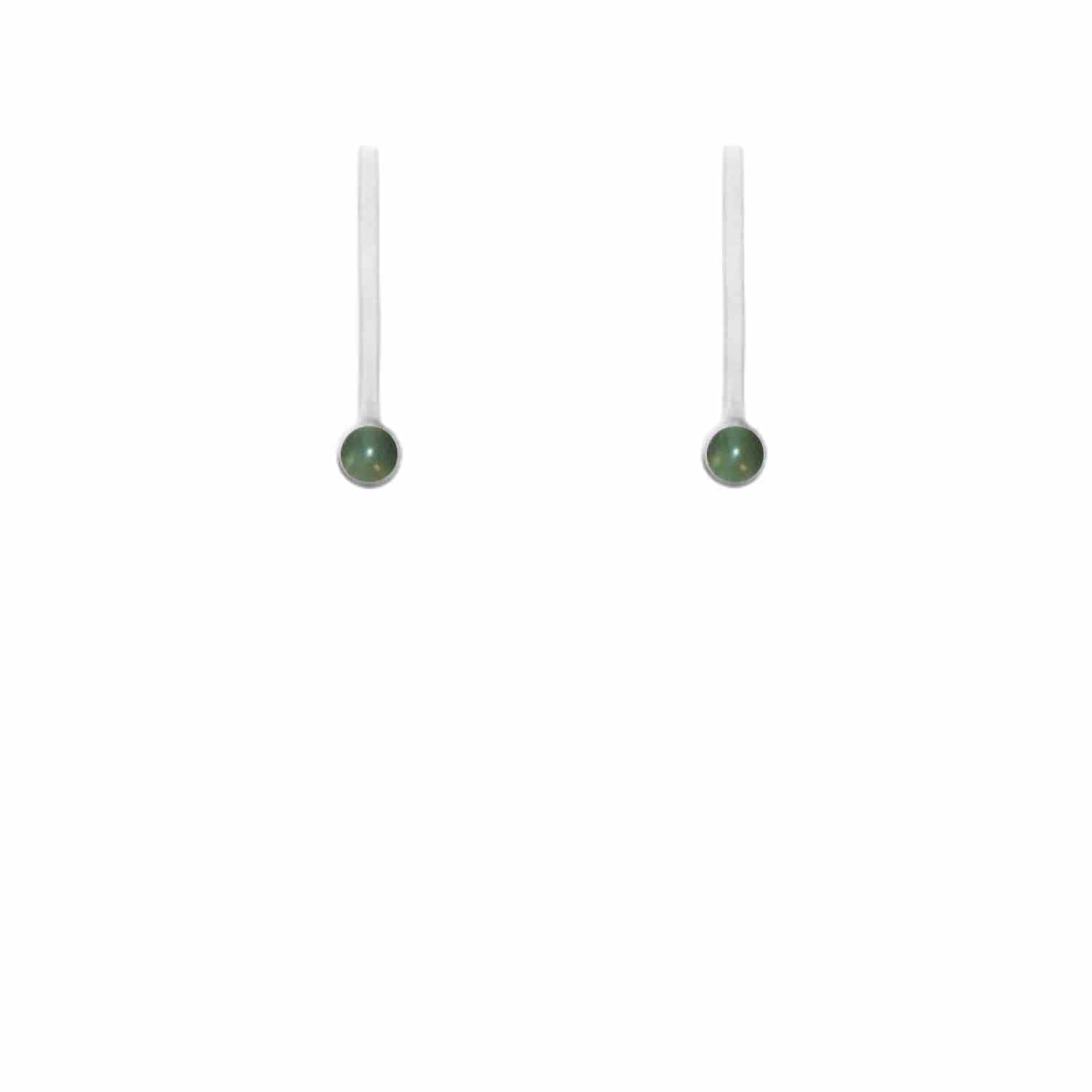 EVELYNE-M PETIT POINT | Green Jade Sputnik I - Stud Earring - Silver
