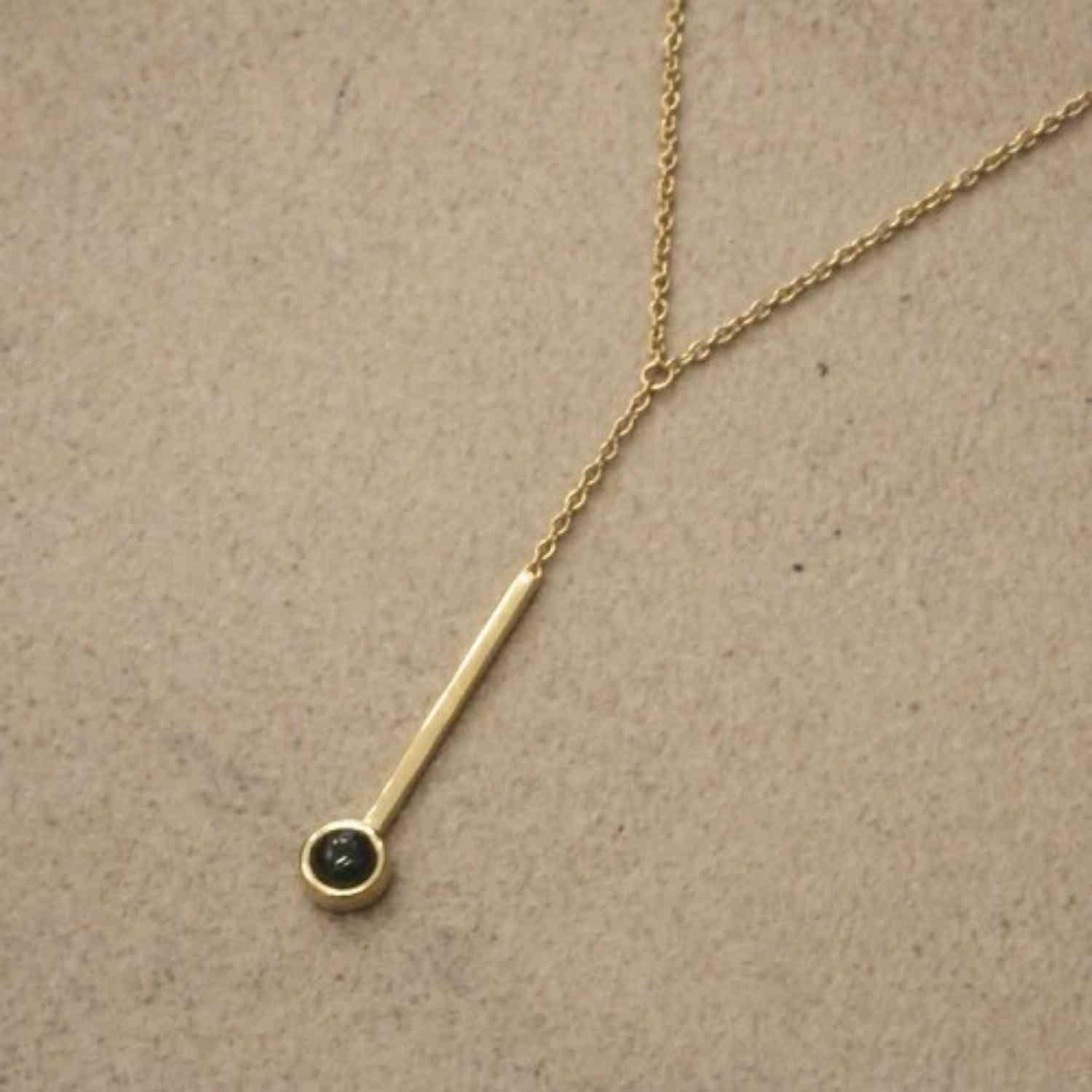 EVELYNE-M 40-45cm PETIT POINT | Green Jade Sputnik - Y-Necklace - Gold