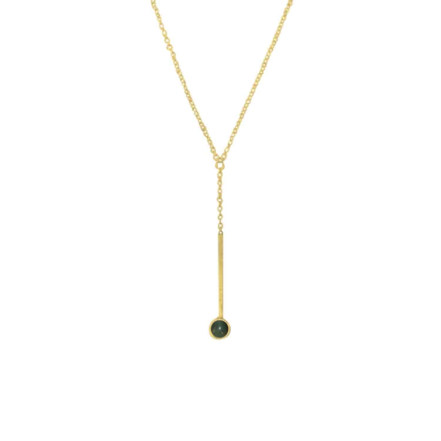 EVELYNE-M 40-45cm PETIT POINT | Green Jade Sputnik - Y-Necklace - Gold