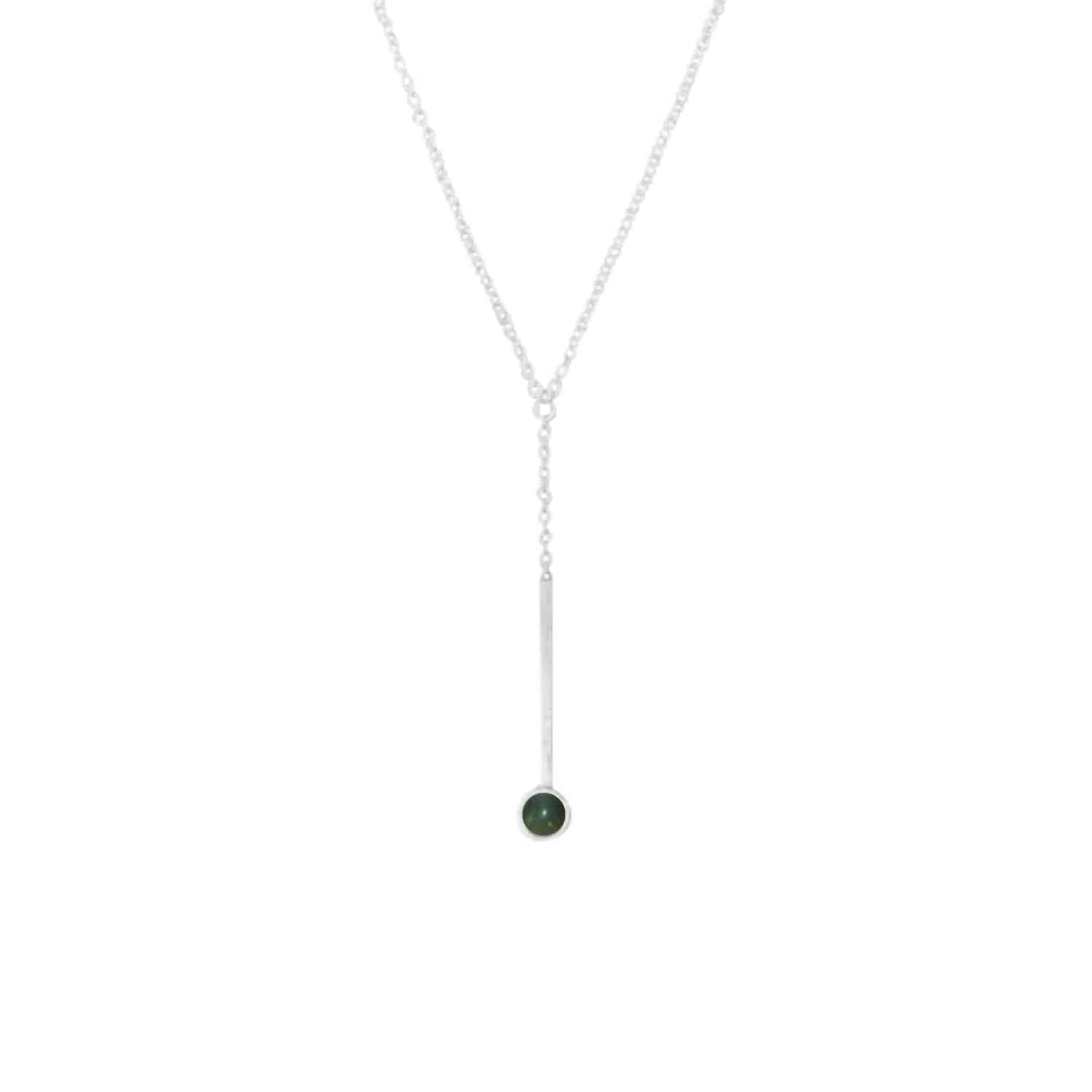 EVELYNE-M 40-45cm PETIT POINT | Green Jade Sputnik - Y-Necklace - Silver