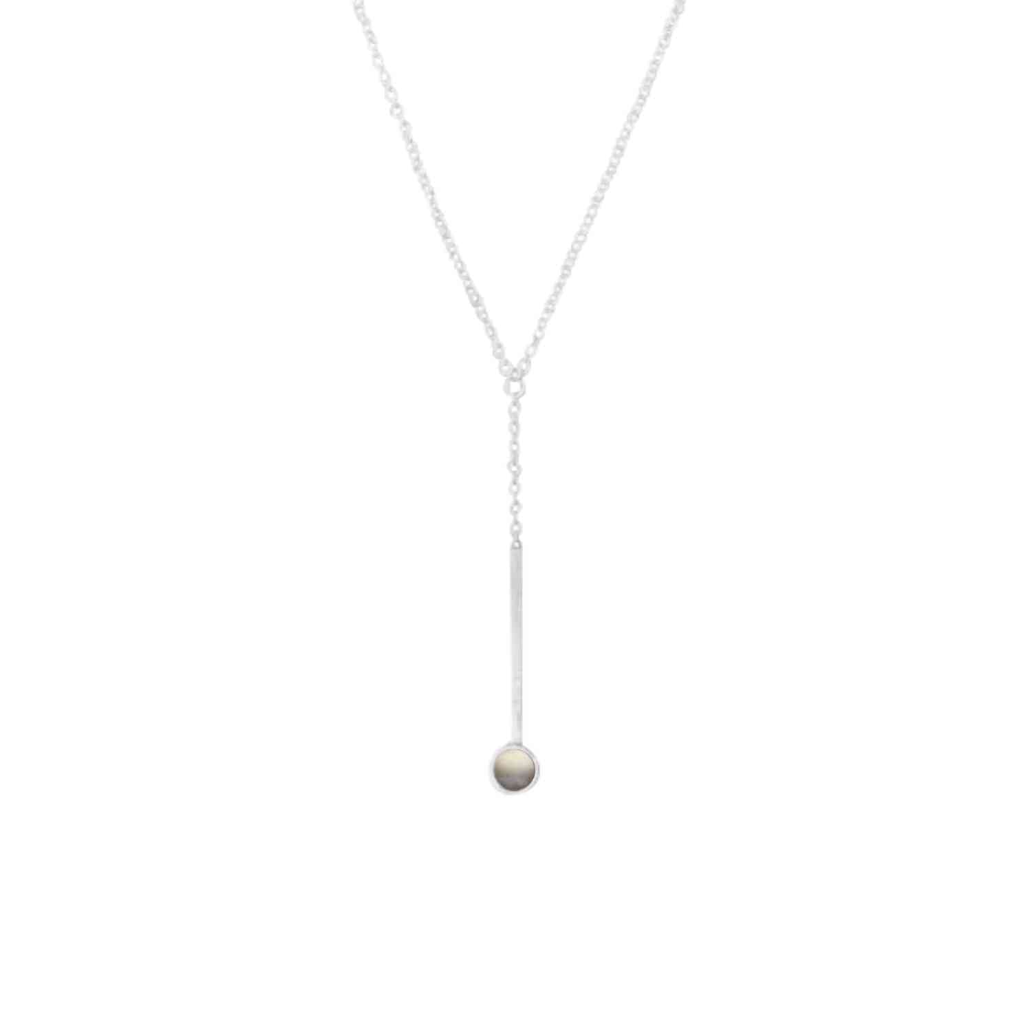 EVELYNE-M 40-45cm PETIT POINT | Grey Moonstone Sputnik - Y-Necklace - Silver