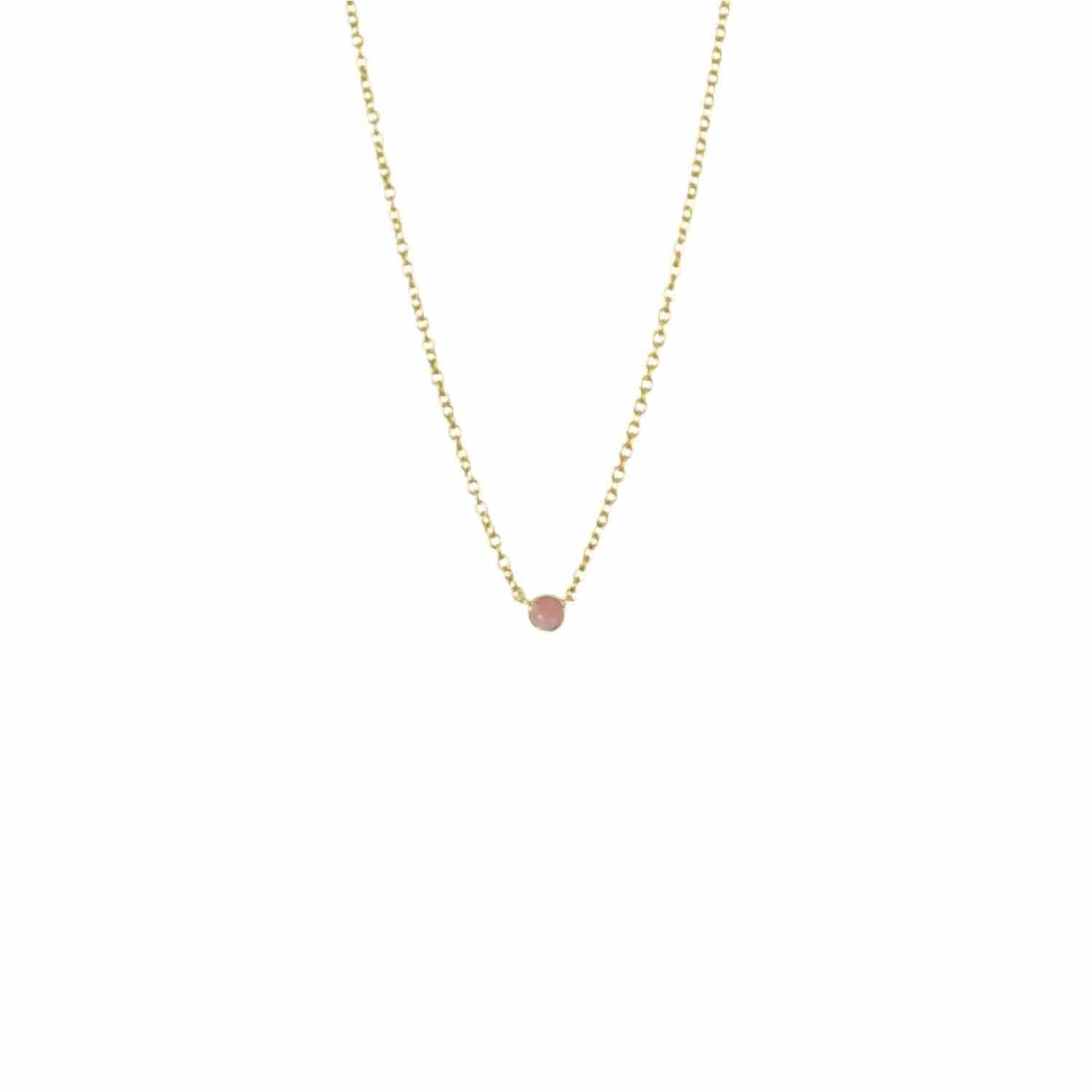 EVELYNE-M 38-42.5cm PETIT POINT | Pink Opal - Necklace - 18 Karat Gold