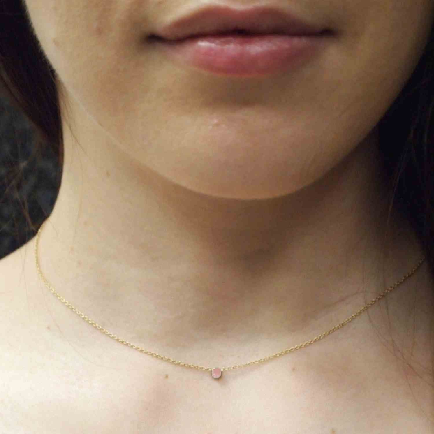 EVELYNE-M 38-42.5cm PETIT POINT | Pink Opal - Necklace - 18 Karat Gold