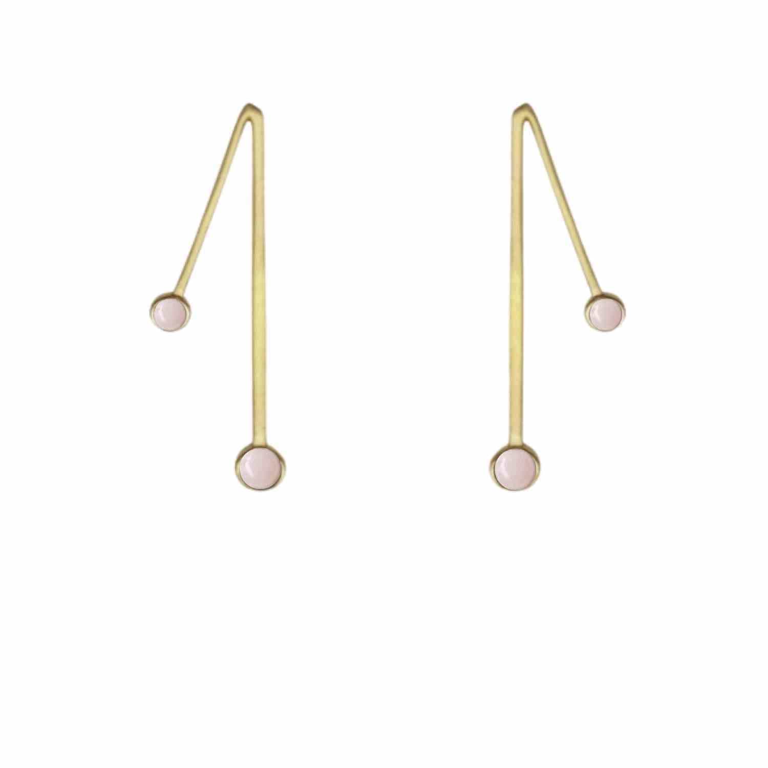 EVELYNE-M PETIT POINT | Pink Opal Sputnik II - Stud Earring - Gold