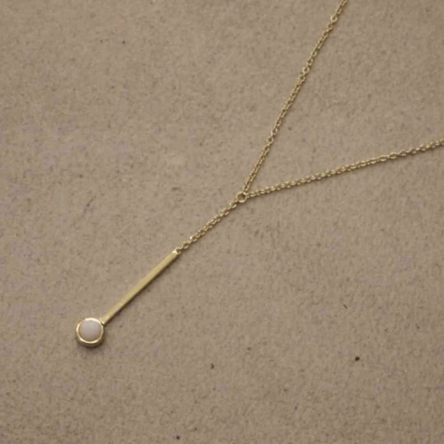EVELYNE-M 40-45cm PETIT POINT | Pink Opal Sputnik - Y-Necklace - Gold