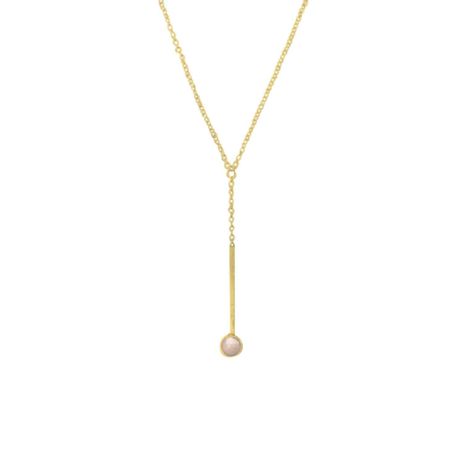 EVELYNE-M 40-45cm PETIT POINT | Pink Opal Sputnik - Y-Necklace - Gold