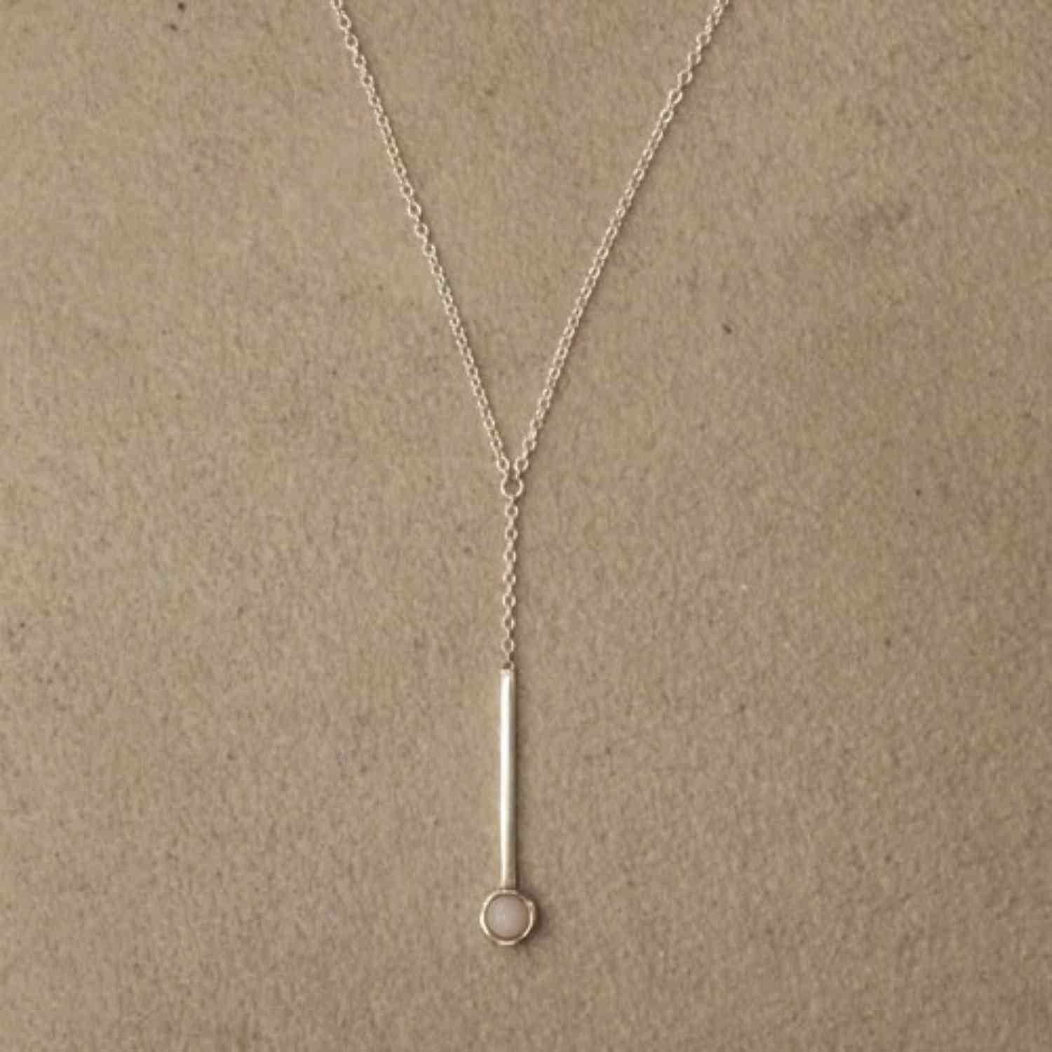 EVELYNE-M 40-45cm PETIT POINT | Pink Opal Sputnik - Y-Necklace - Silver