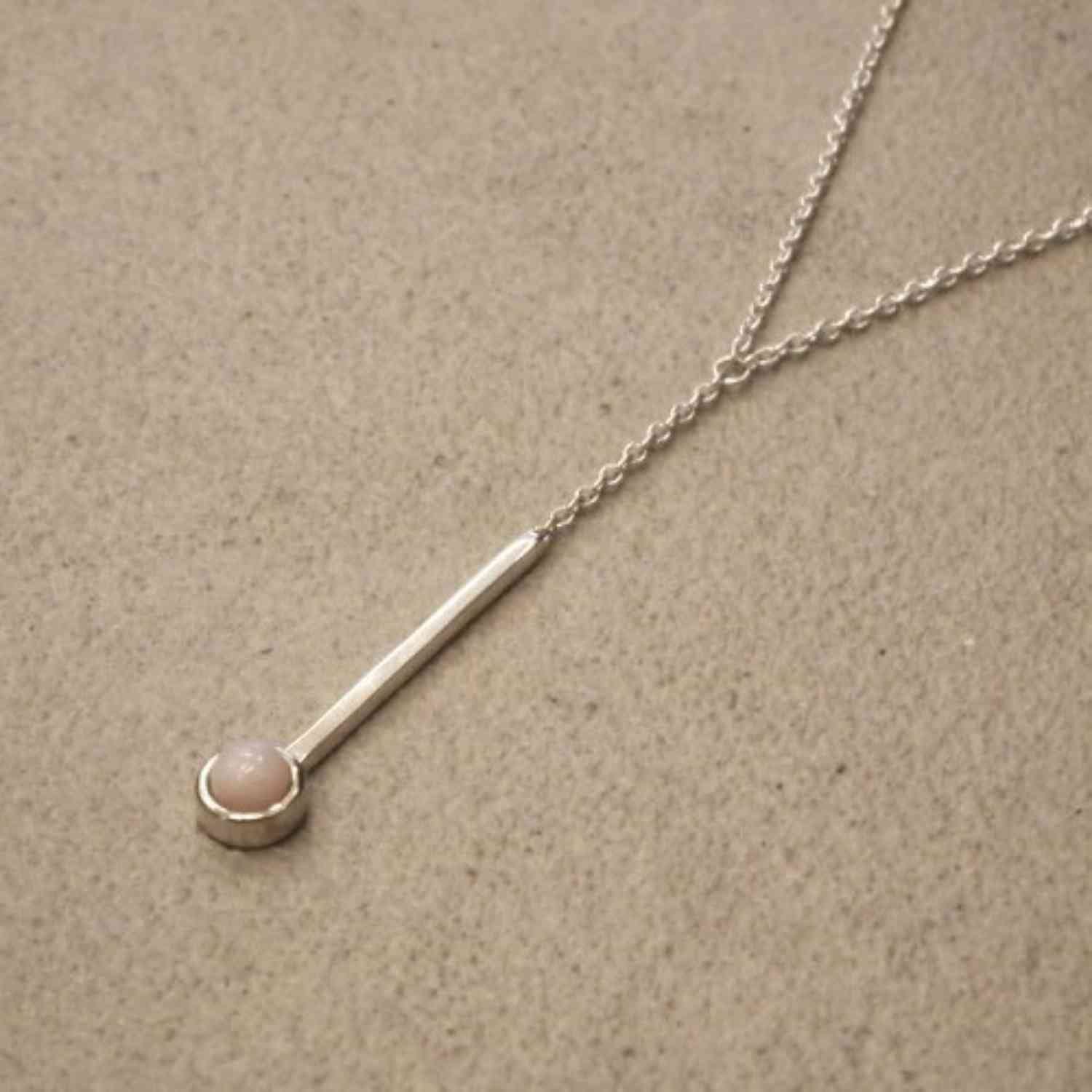 EVELYNE-M 40-45cm PETIT POINT | Pink Opal Sputnik - Y-Necklace - Silver