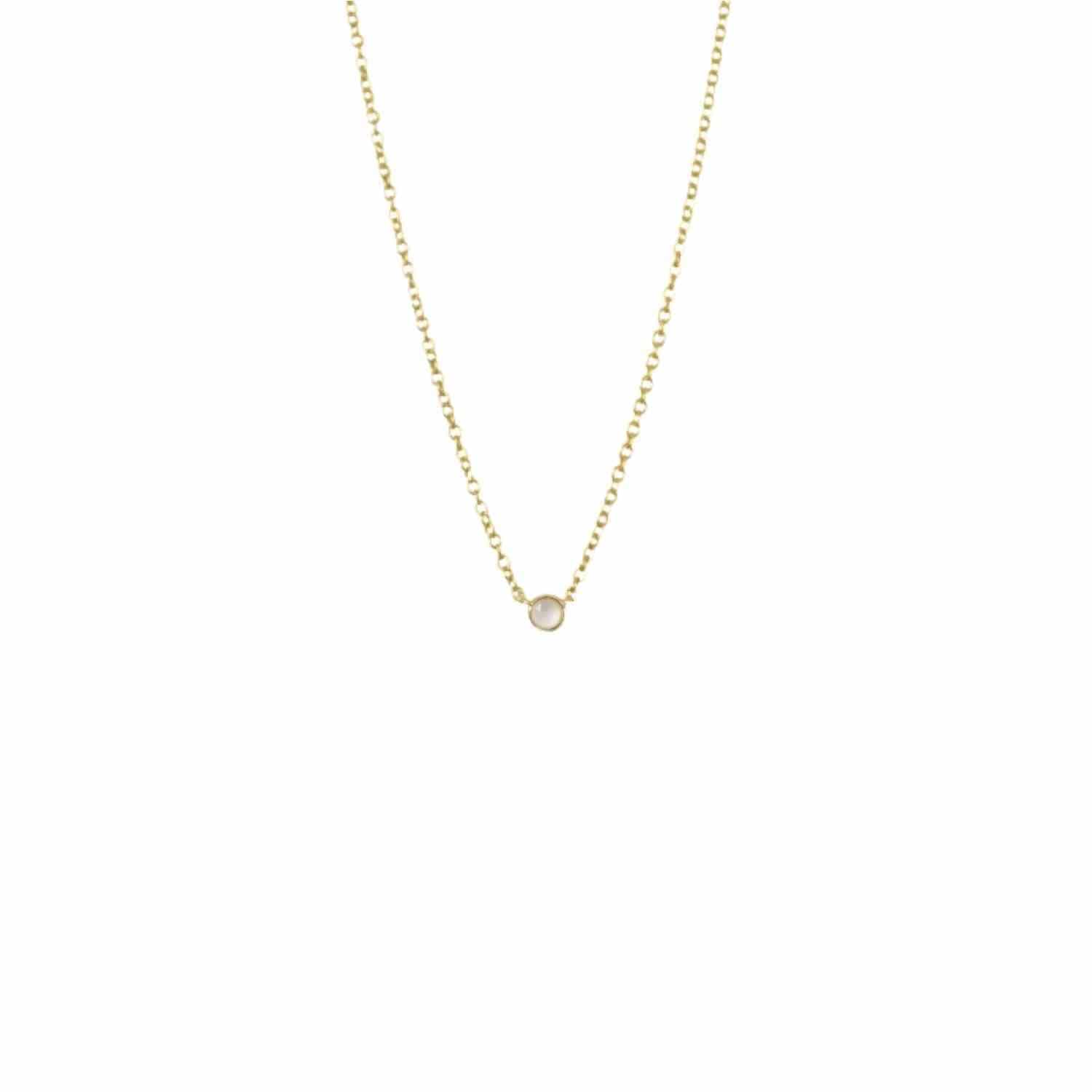 EVELYNE-M 38-42.5cm PETIT POINT | White Moonstone - Necklace - 18 Karat Gold