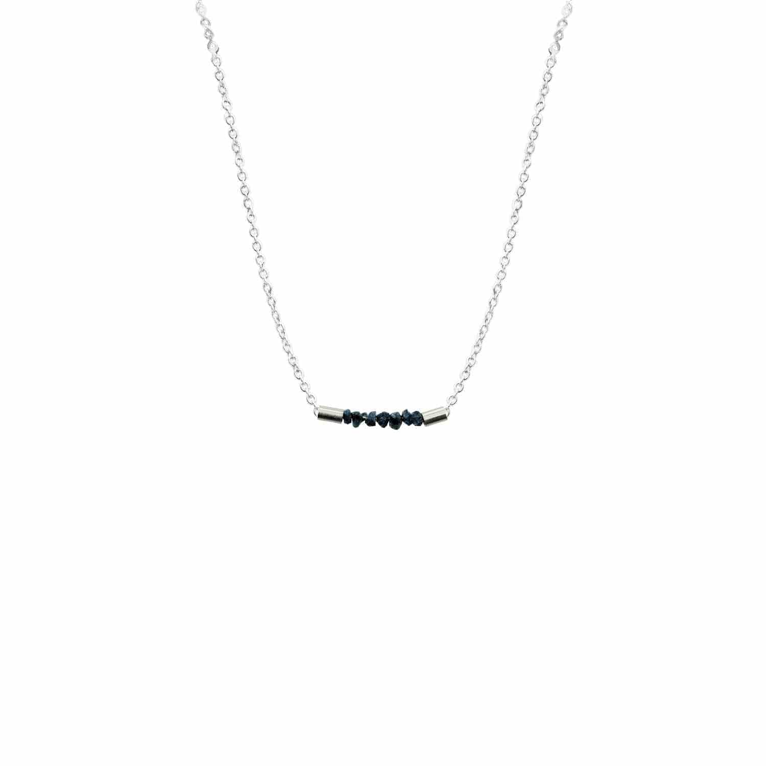 EVELYNE-M 42.5cm ROCKS | Blue Rough Diamond - Necklace - Silver