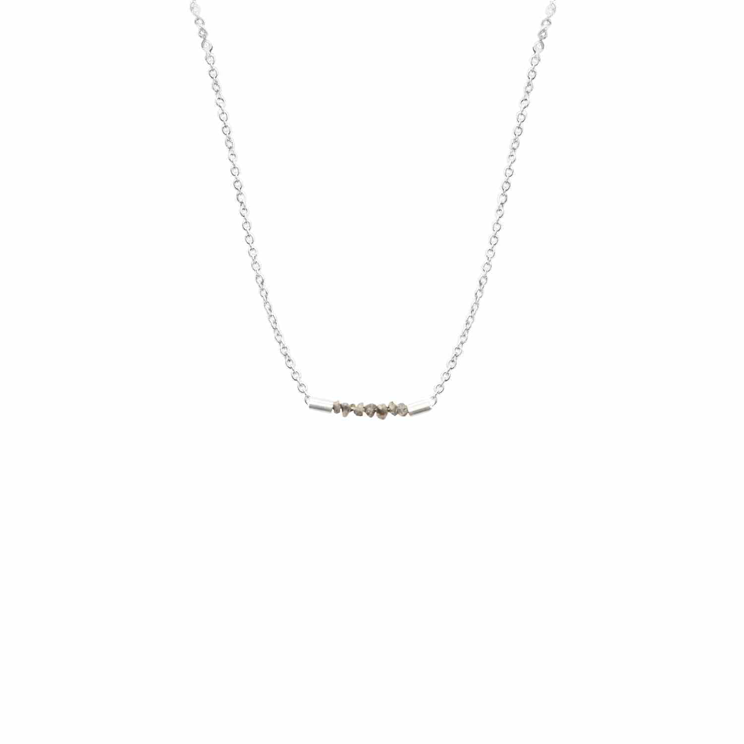 EVELYNE-M 42.5cm ROCKS | Grey Rough Diamond - Necklace - Silver