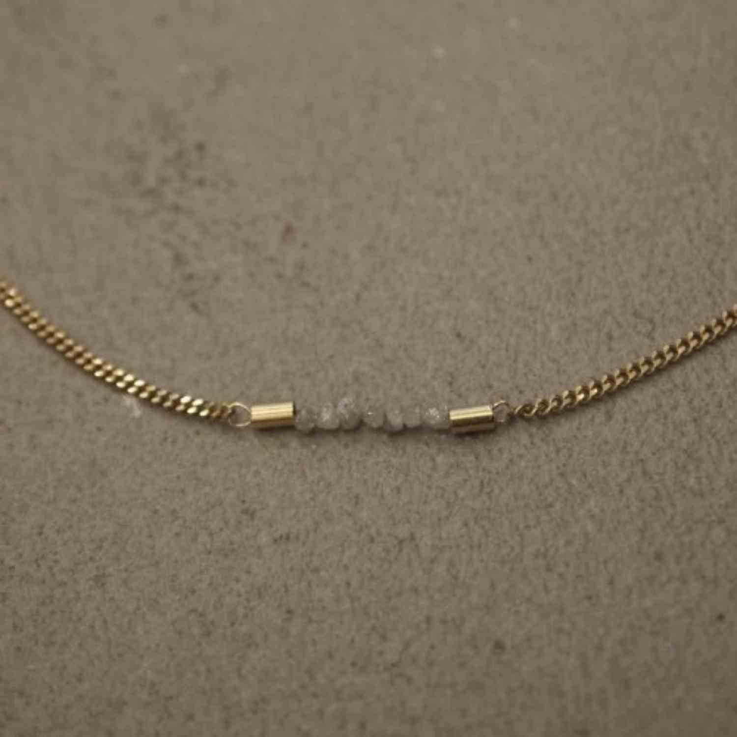 EVELYNE-M 42.5cm ROCKS | White Rough Diamond - Necklace - Gold