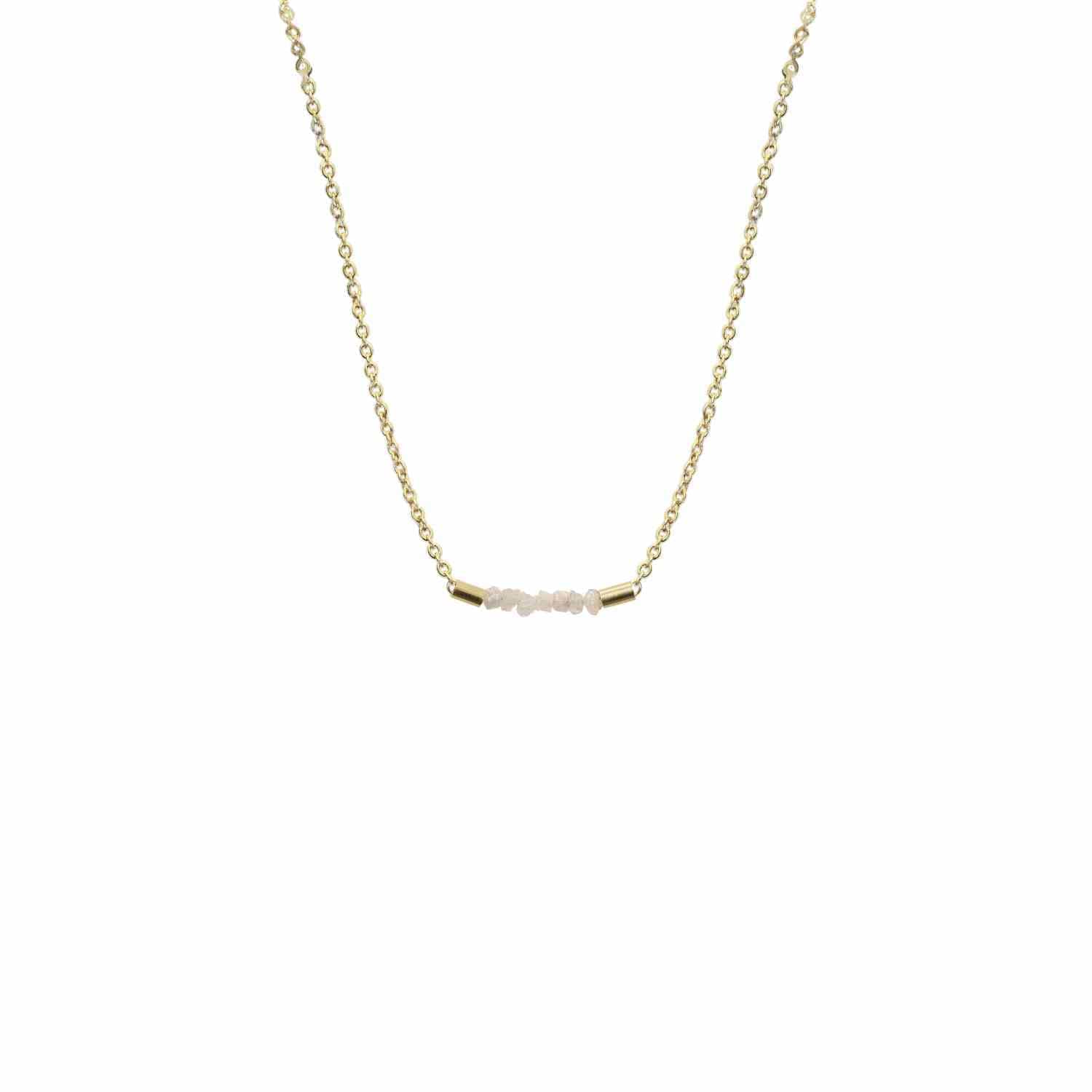 EVELYNE-M 42.5cm ROCKS | White Rough Diamond - Necklace - Gold