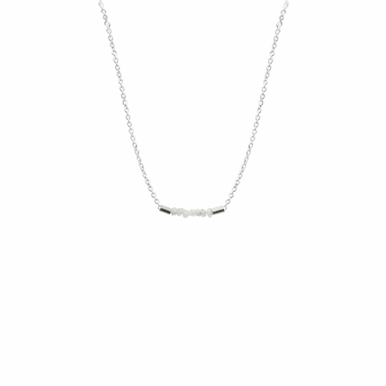 EVELYNE-M 42.5cm ROCKS | White Rough Diamond - Necklace - Silver