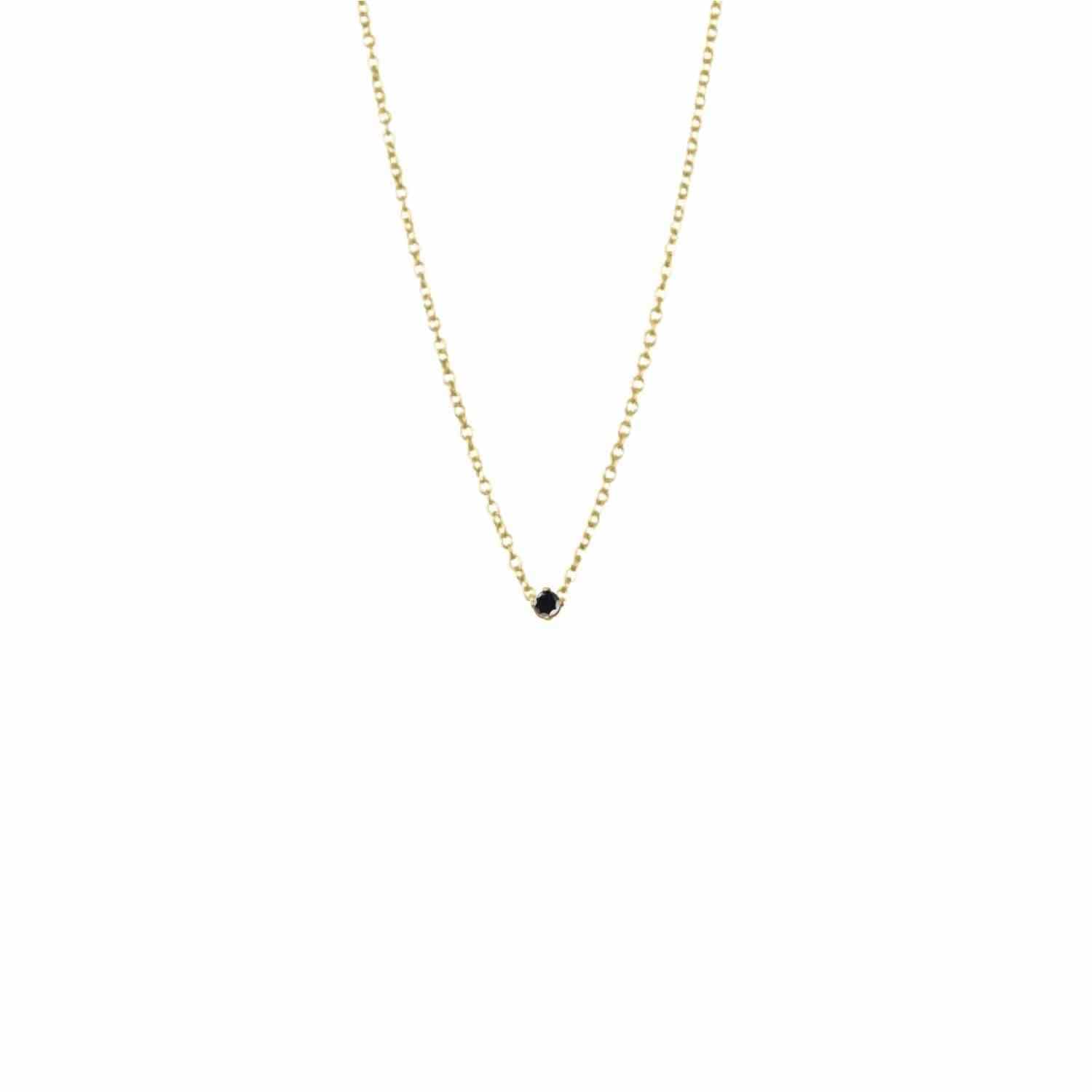 EVELYNE-M 40-45cm SOLITAIRE | Diamond Black - Necklace - 18 Karat Gold