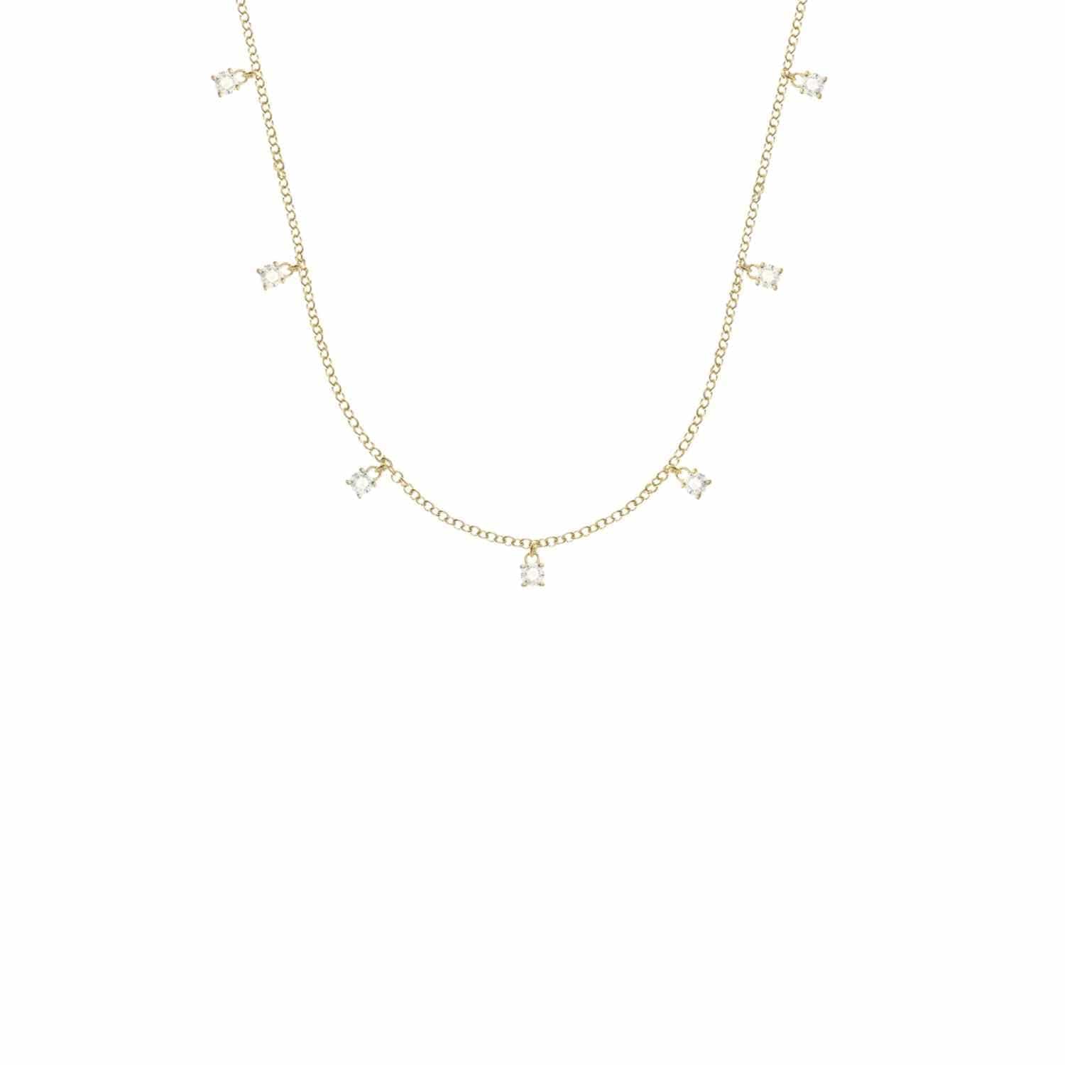 EVELYNE-M 40-42-45cm SOLITAIRE | Seven Diamond White - Necklace - 18 Karat Gold