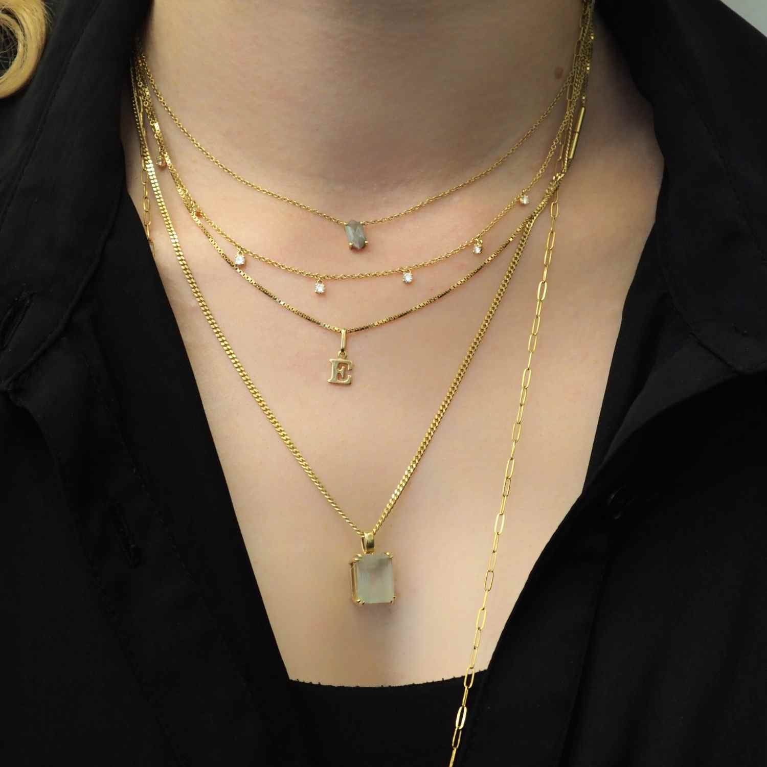 EVELYNE-M 40-42-45cm SOLITAIRE | Seven Diamond White - Necklace - 18 Karat Gold