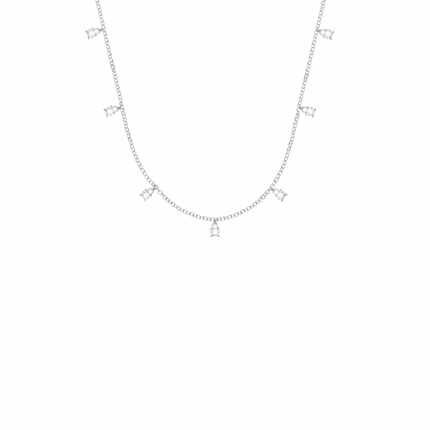 EVELYNE-M 40-42-45cm SOLITAIRE | Seven Diamond White - Necklace - 18 Karat Whitegold