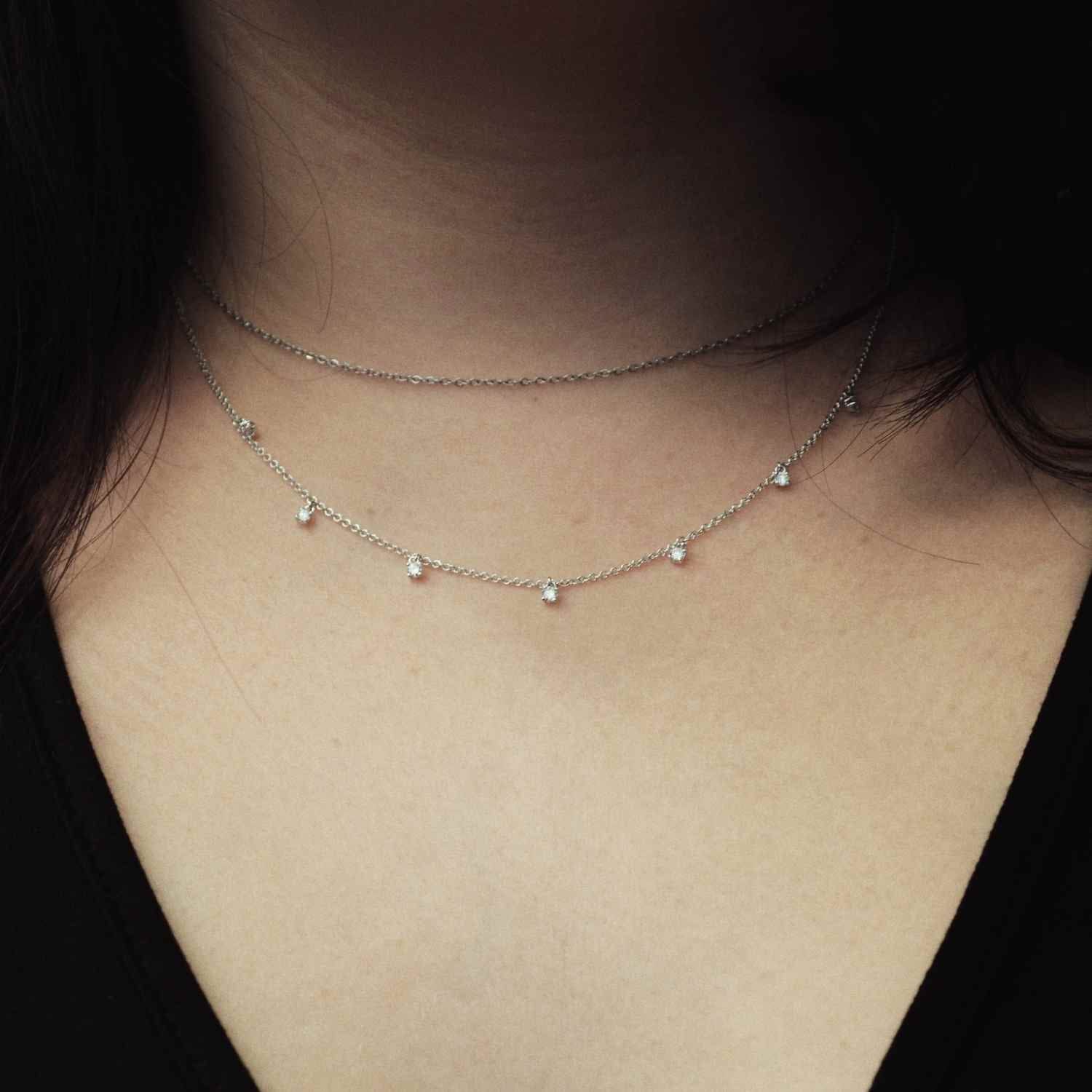 EVELYNE-M 40-42-45cm SOLITAIRE | Seven Diamond White - Necklace - 18 Karat Whitegold