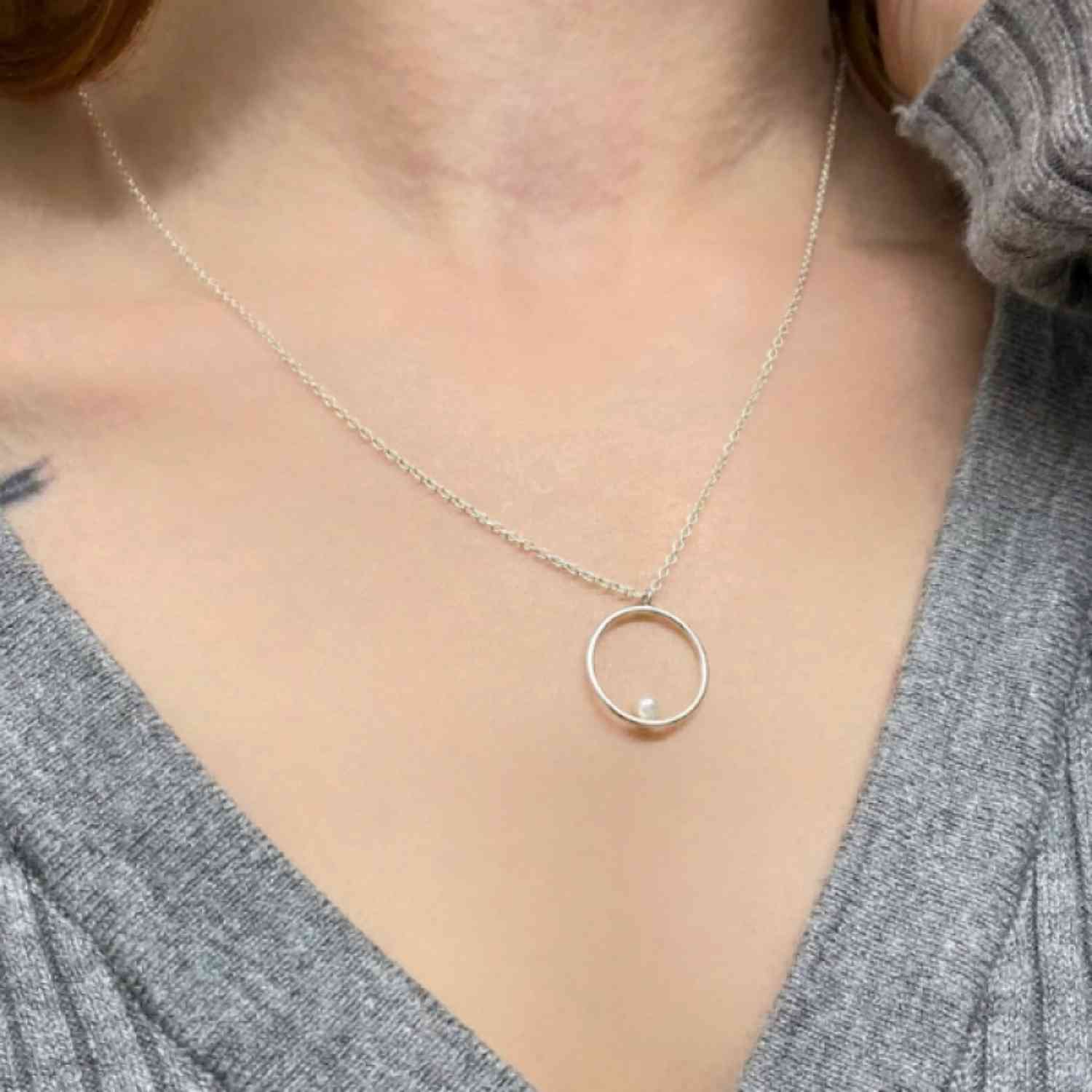 EVELYNE-M SOPHIE | Nature Pearl Orbit - Necklace - Silver
