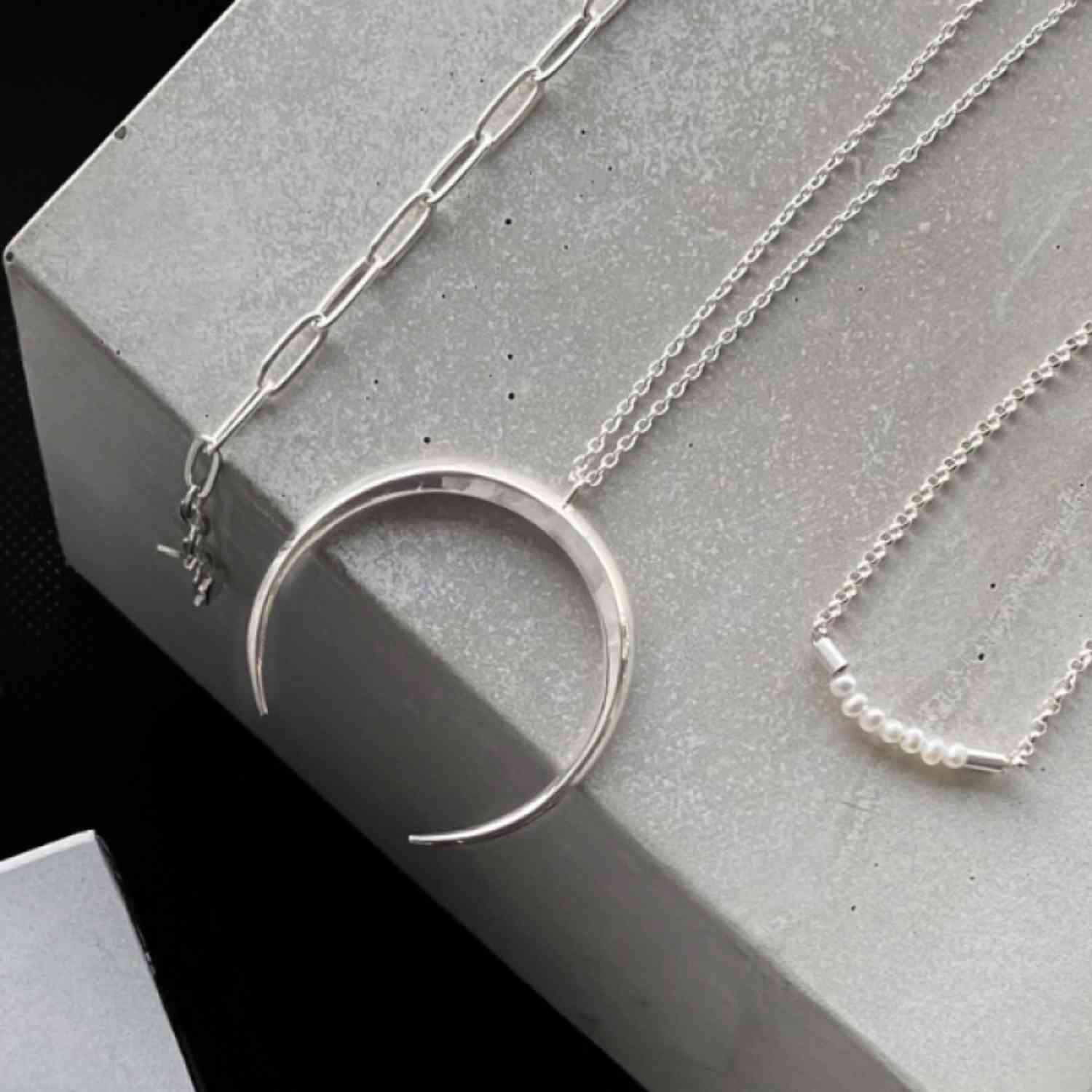 EVELYNE-M 42cm SOPHIE | Nature Pearl Seven - Necklace - Silver