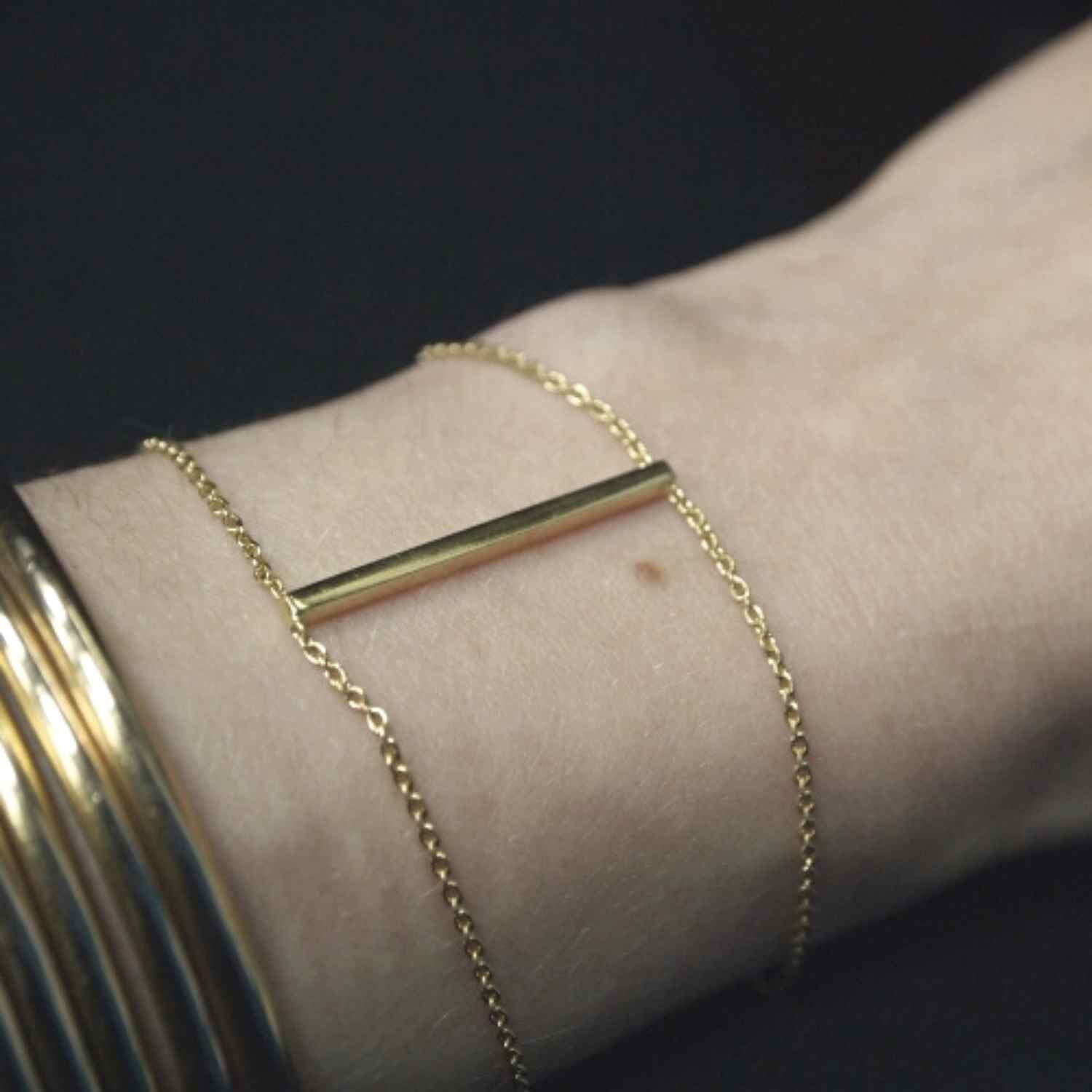 EVELYNE-M 15-18.5cm STRIPES&JOIST | Bar - Bracelet - Gold