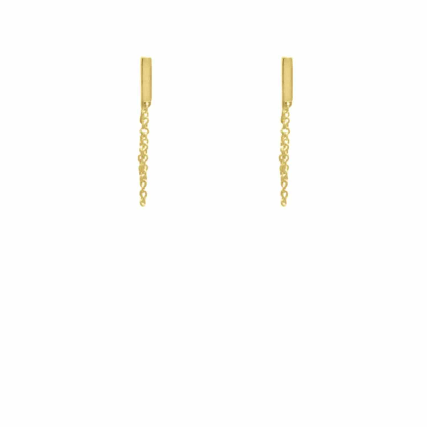 EVELYNE-M STRIPES&JOIST | Bar Chaining - Stud Earring - Gold
