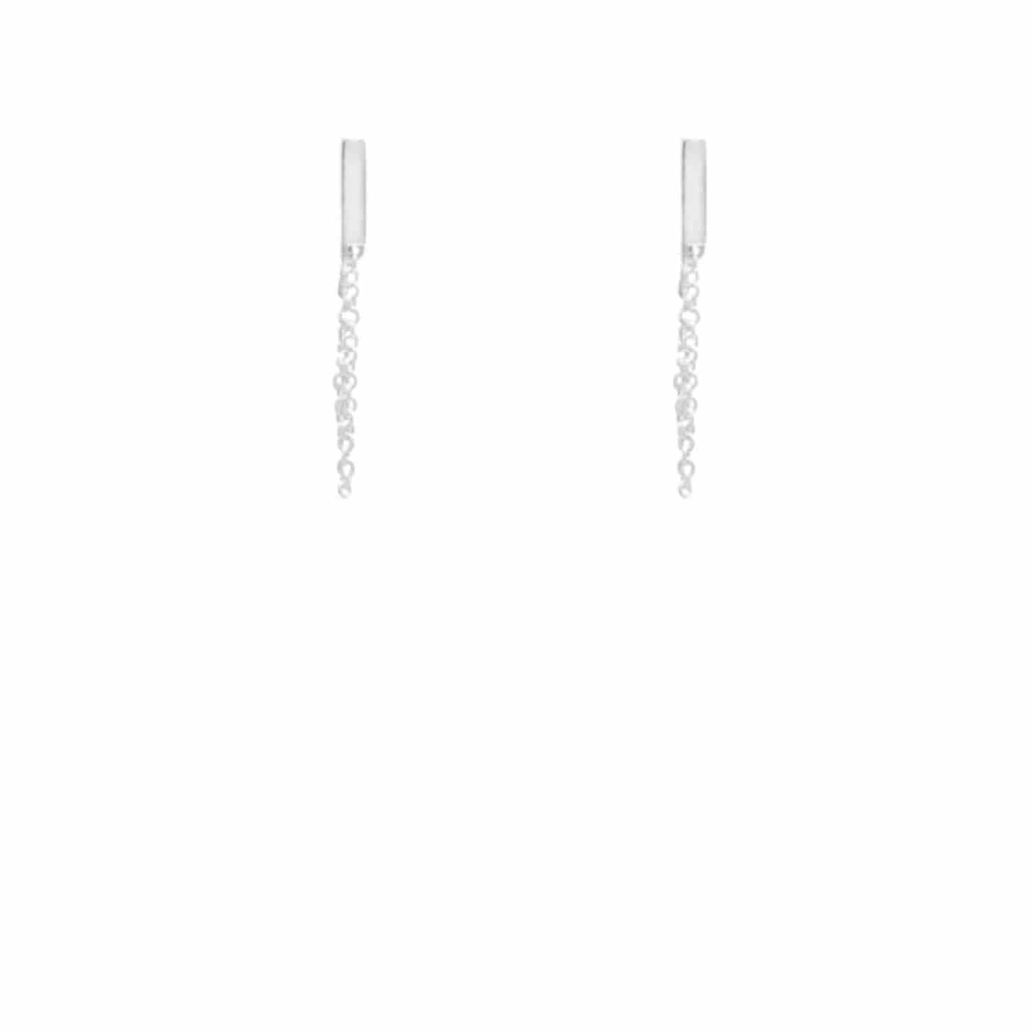 EVELYNE-M STRIPES&JOIST | Bar Chaining - Stud Earring - Silver