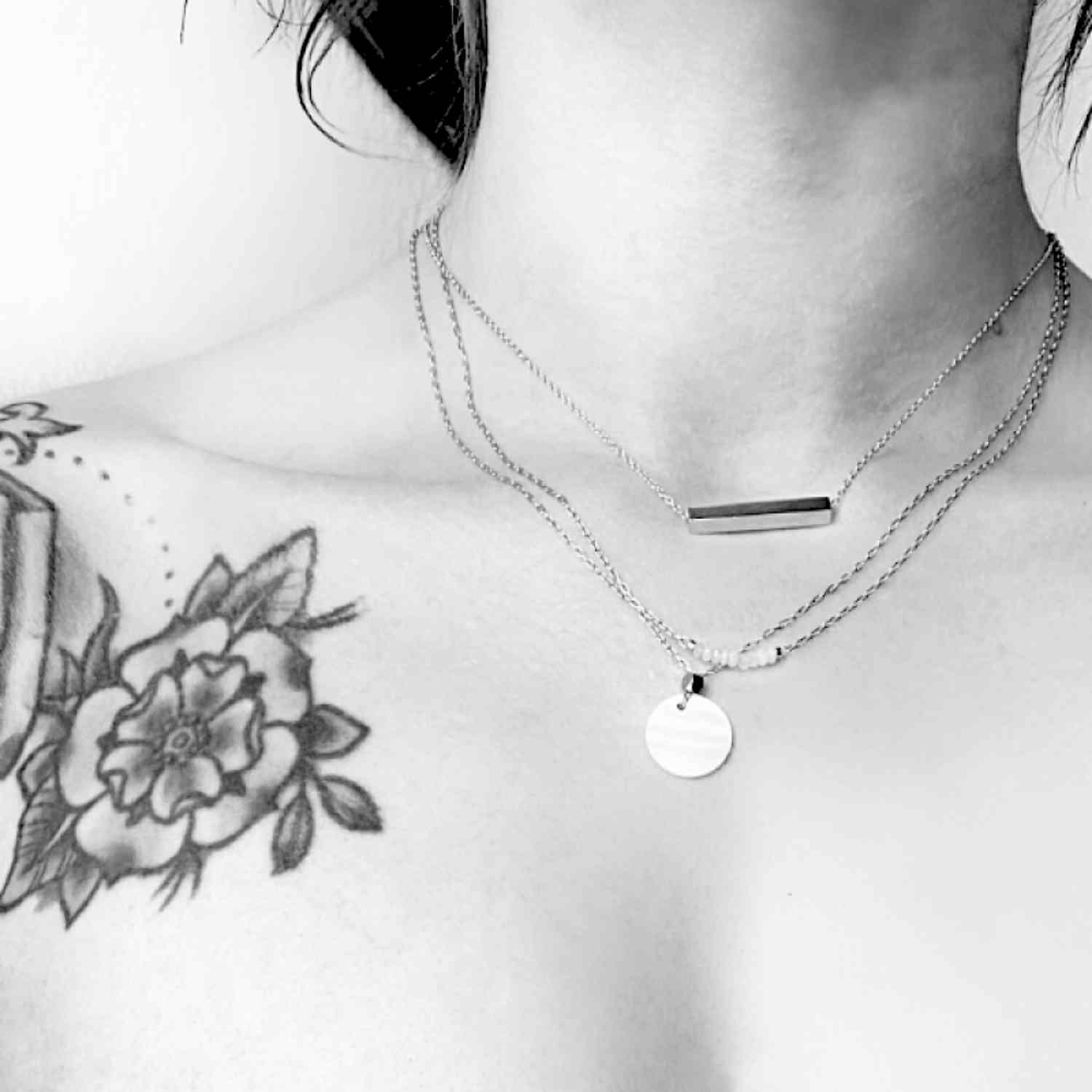 EVELYNE-M 40-45cm STRIPES&JOIST | Bar Cube - Necklace - Gold