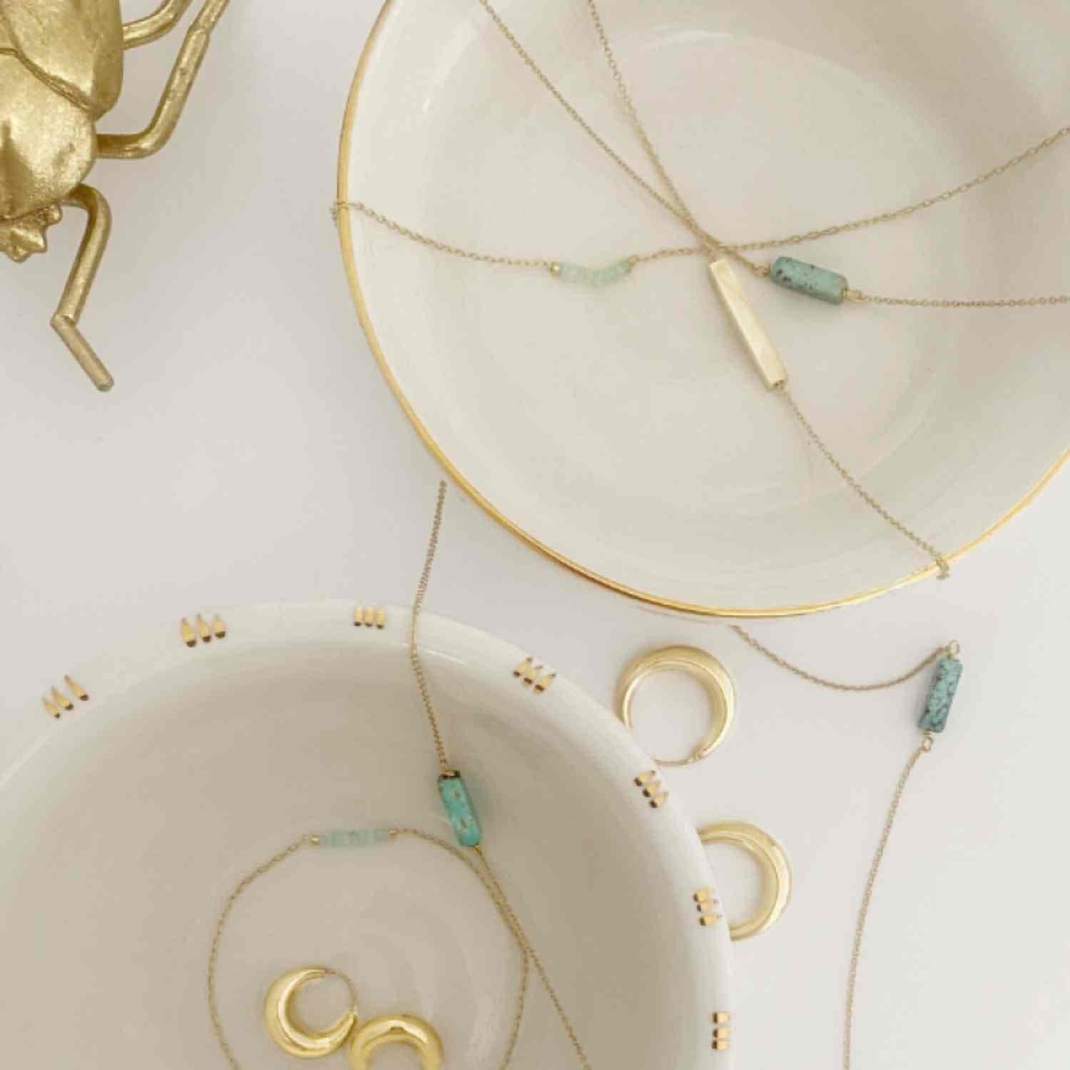 EVELYNE-M 40-45cm STRIPES&JOIST | Bar Cube - Necklace - Gold