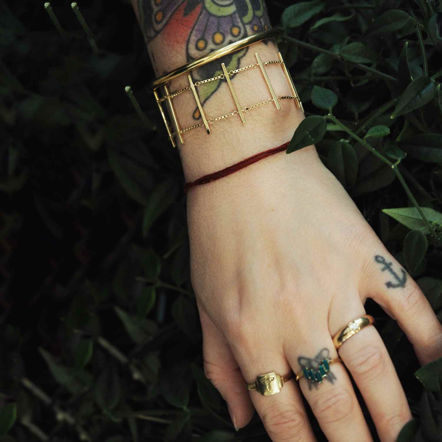 EVELYNE-M 14-18cm STRIPES&JOIST | Bar Row Mega - Bracelet - Gold