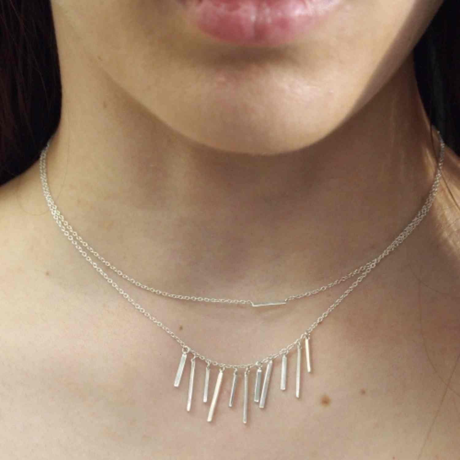 EVELYNE-M 38-42cm STRIPES&JOIST | Eleven Orbit - Necklace - Silver